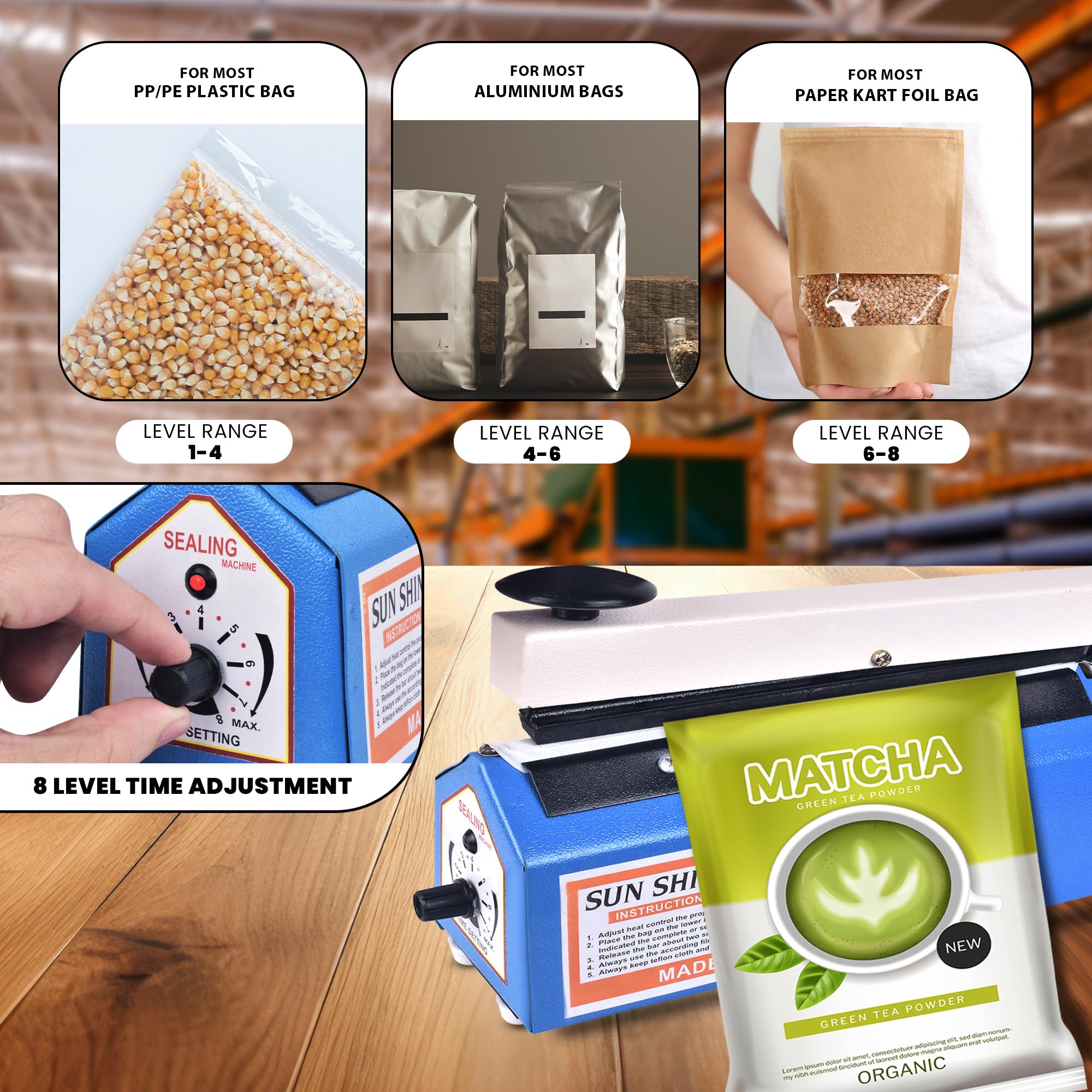 SUN SHINE Sealing Machine - Heat Press for Food Packaging -2 SUN SHINE Sealing Machine - Heat Press for Food Packaging -2