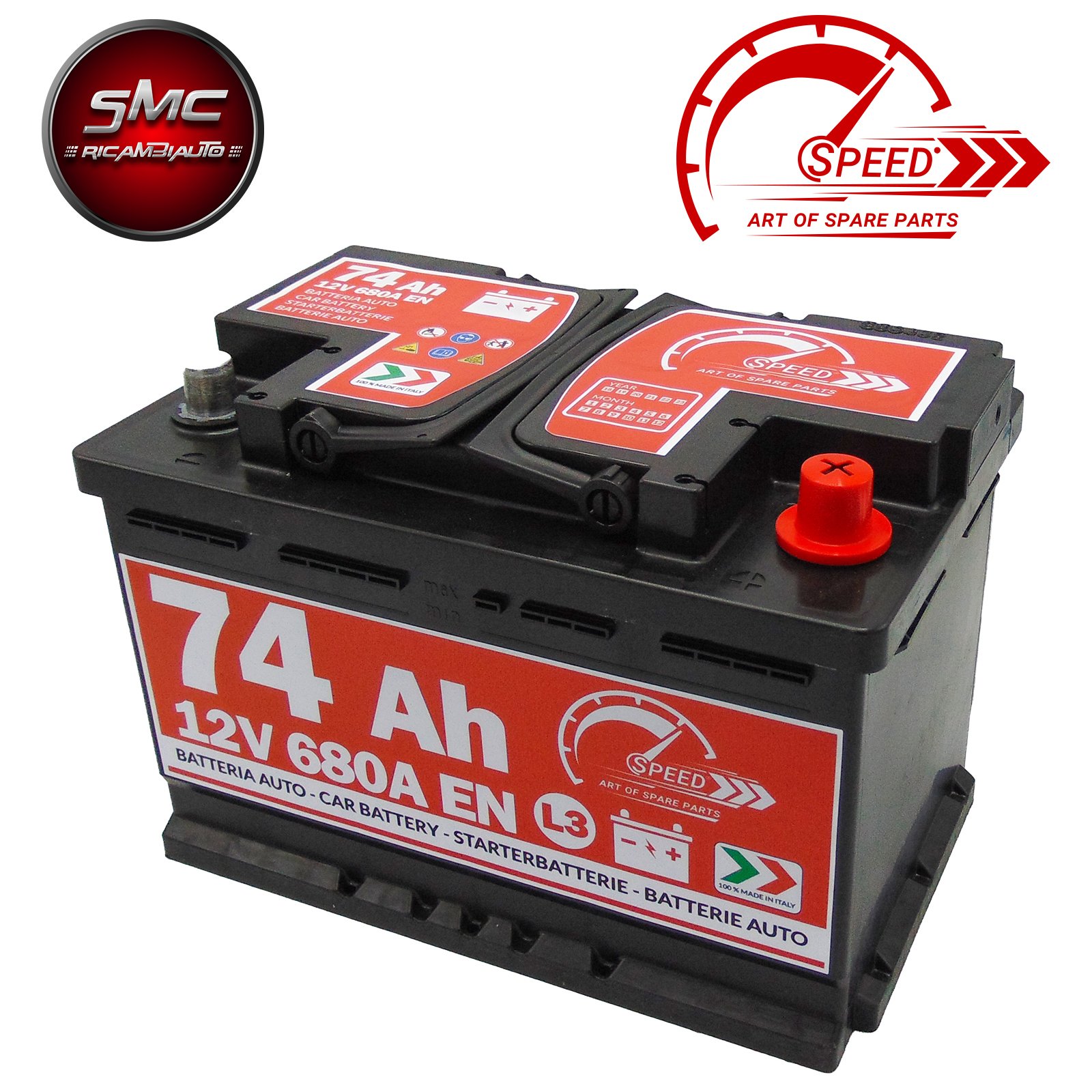Batería Coche Speed by SMC 12 V 74 Ah 680 A con Polo Positivo a derecha L374 Código | L374 Código