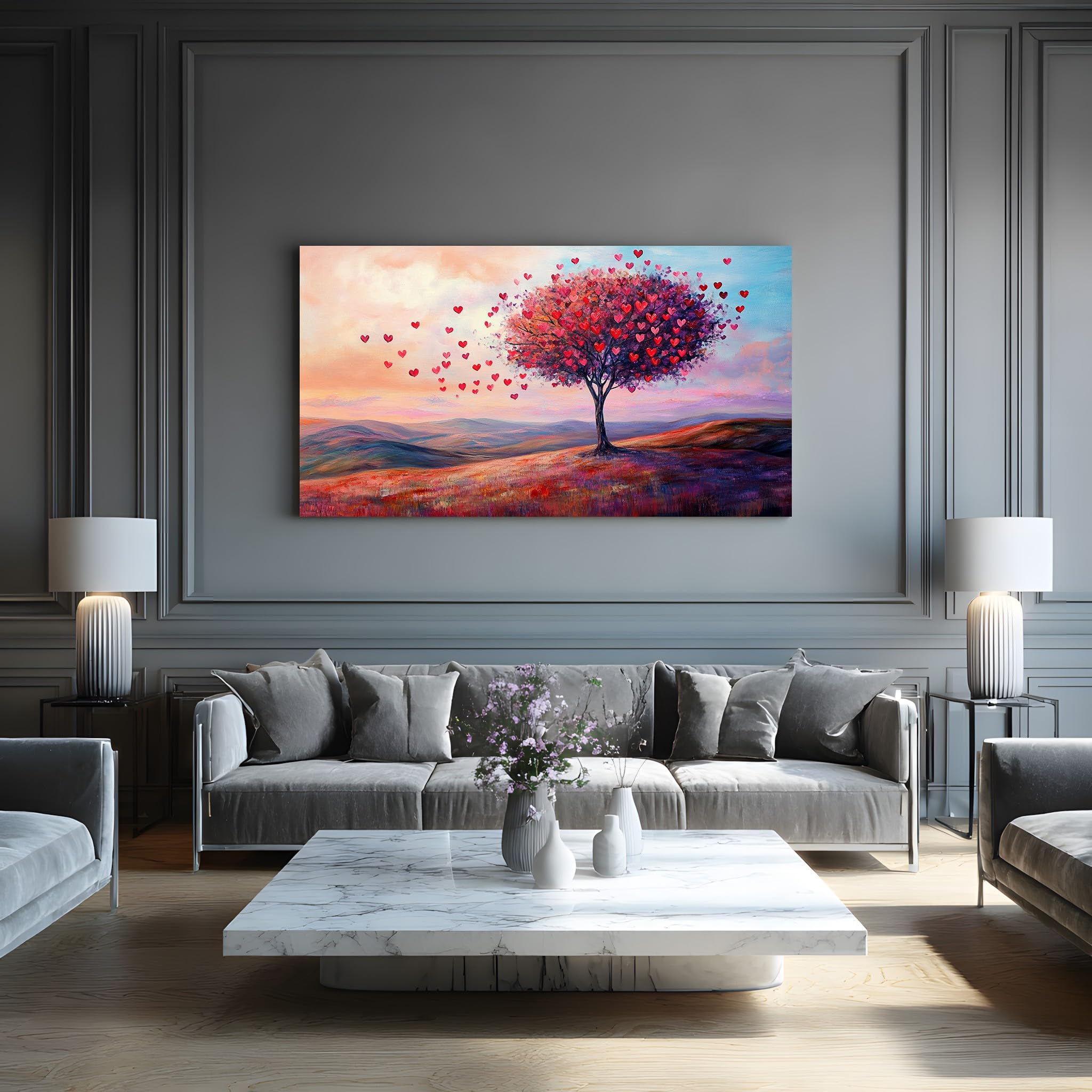 Générique Tableau sur Toile Romantique Cœur Grand Format XXL 80x160 cm