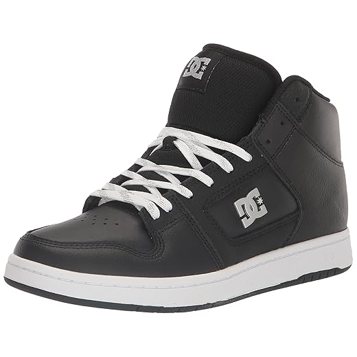 DC Women's Manteca 4 High Top Skate Shoe, Black/Silver, 8.5