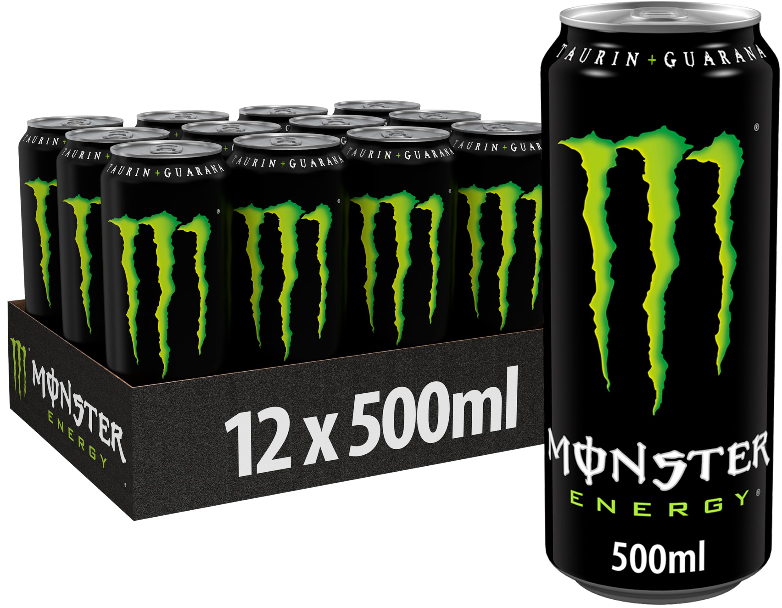 Monster Energy® Green - koffeinhaltiger Energy-Drink mit klassischem Energy-Geschmack - full Sugar - in praktischen Einweg Dosen (12 x 500 ml)