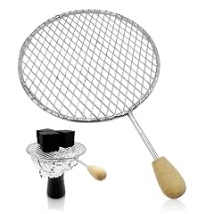 Portable Hookah Charcoal Holder 10cm Stainless Steel Coal Net Web Shisha Bowl Head Accessories with Wood Handle 3