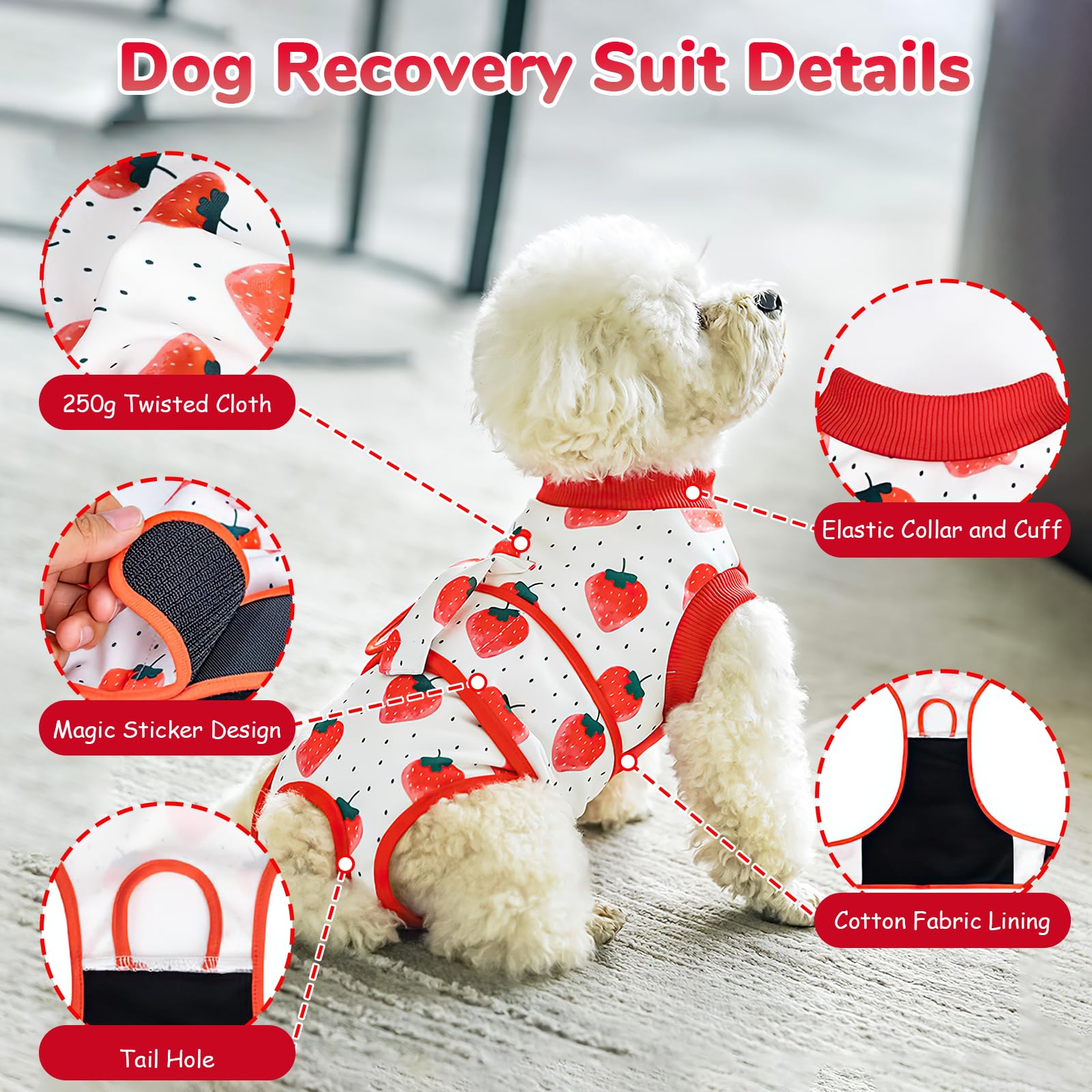 ZESTEFY Dog Recovery Suit for After Surgery Anti-Licking Pet Surgical Suit with Elastic Neck & Waist Opening - Image 4