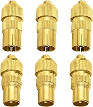 6 Pieces Metal TV Antenna Coaxial Plug, 3 Female & 3 Male TV Aerial Coaxial Cable Adapter, Female Male Coaxial Cable RF Antenna Plug for RF Cable, Gold-Plated