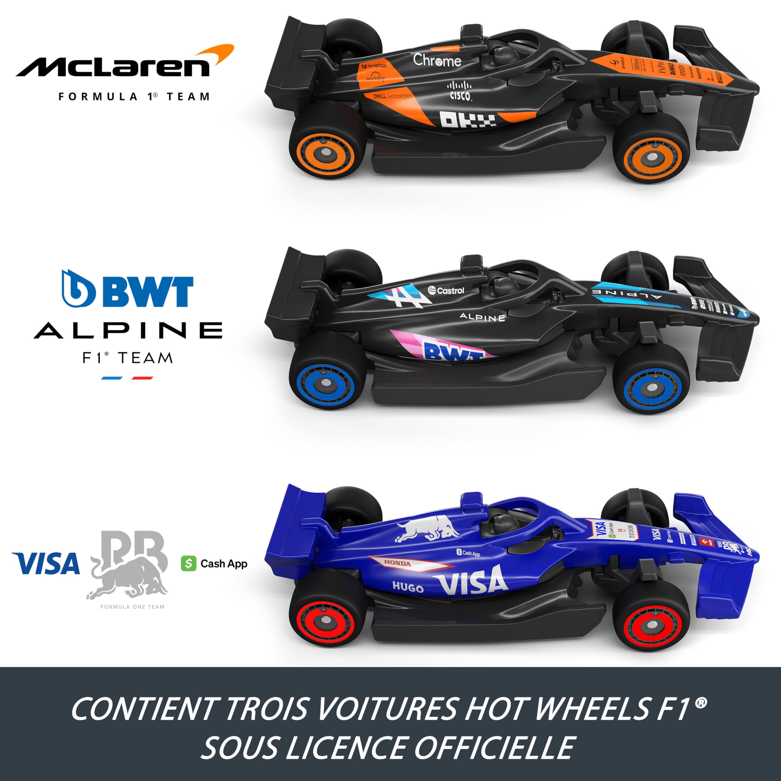 Hot Wheels Race Team Series III 3台セット Hot Wheels Sprint race track set with 3 Formula 1 vehicles in 1:64