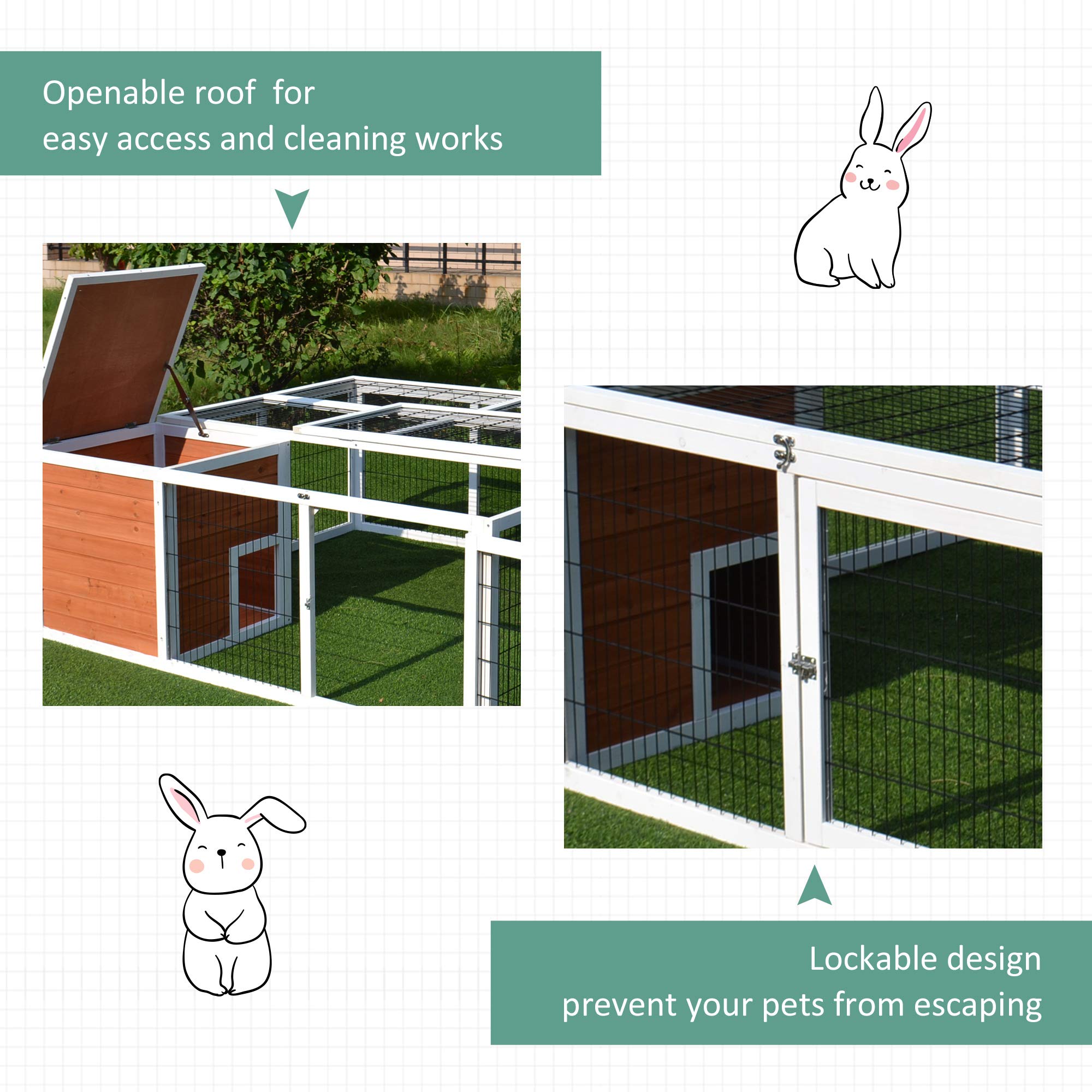 Buy PawHut 64" Wooden Outdoor Rabbit Hutch Playpen Tortoise House