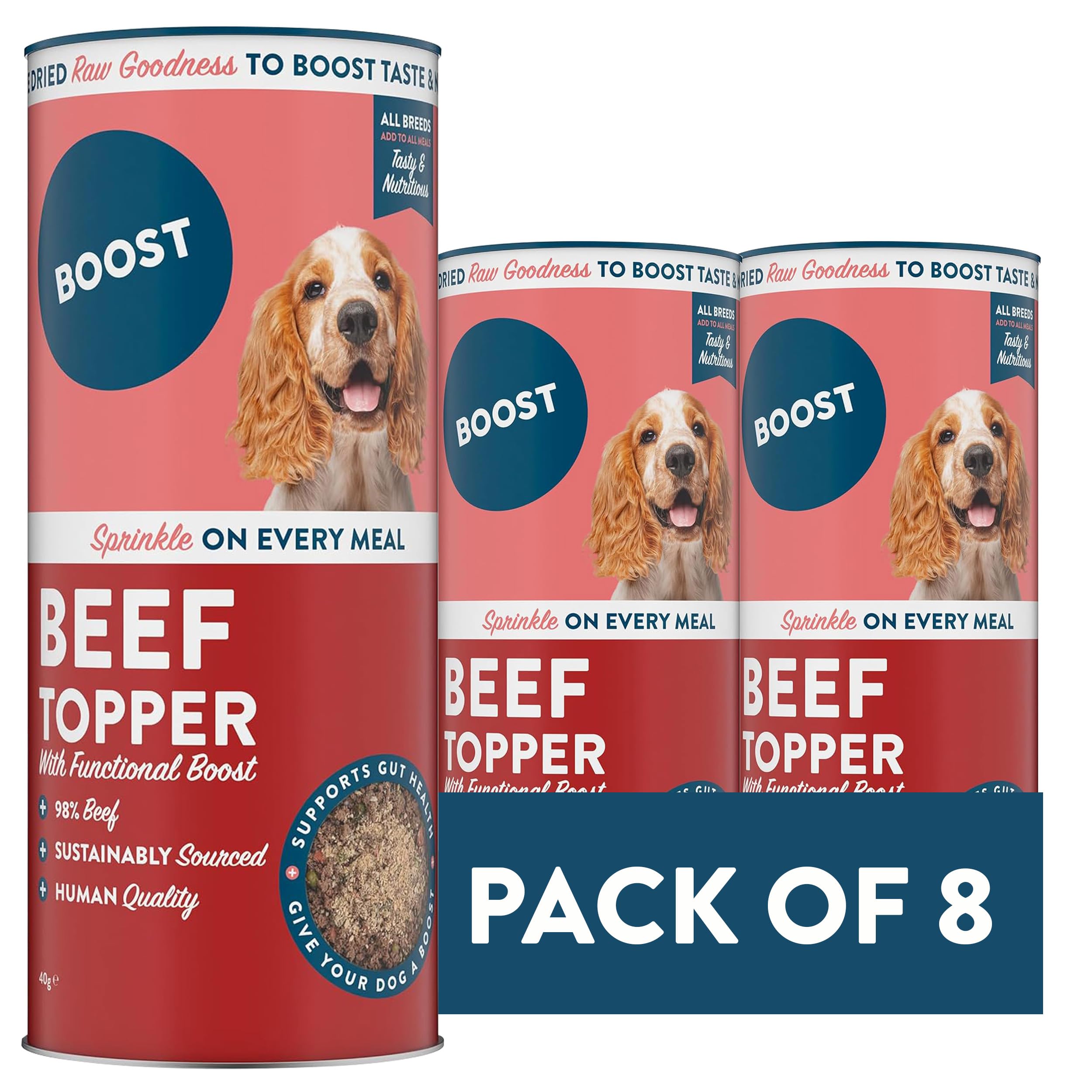 BOOST Freeze-Dried Beef Dog Food Topper - Grain-Free, 8 x 40g