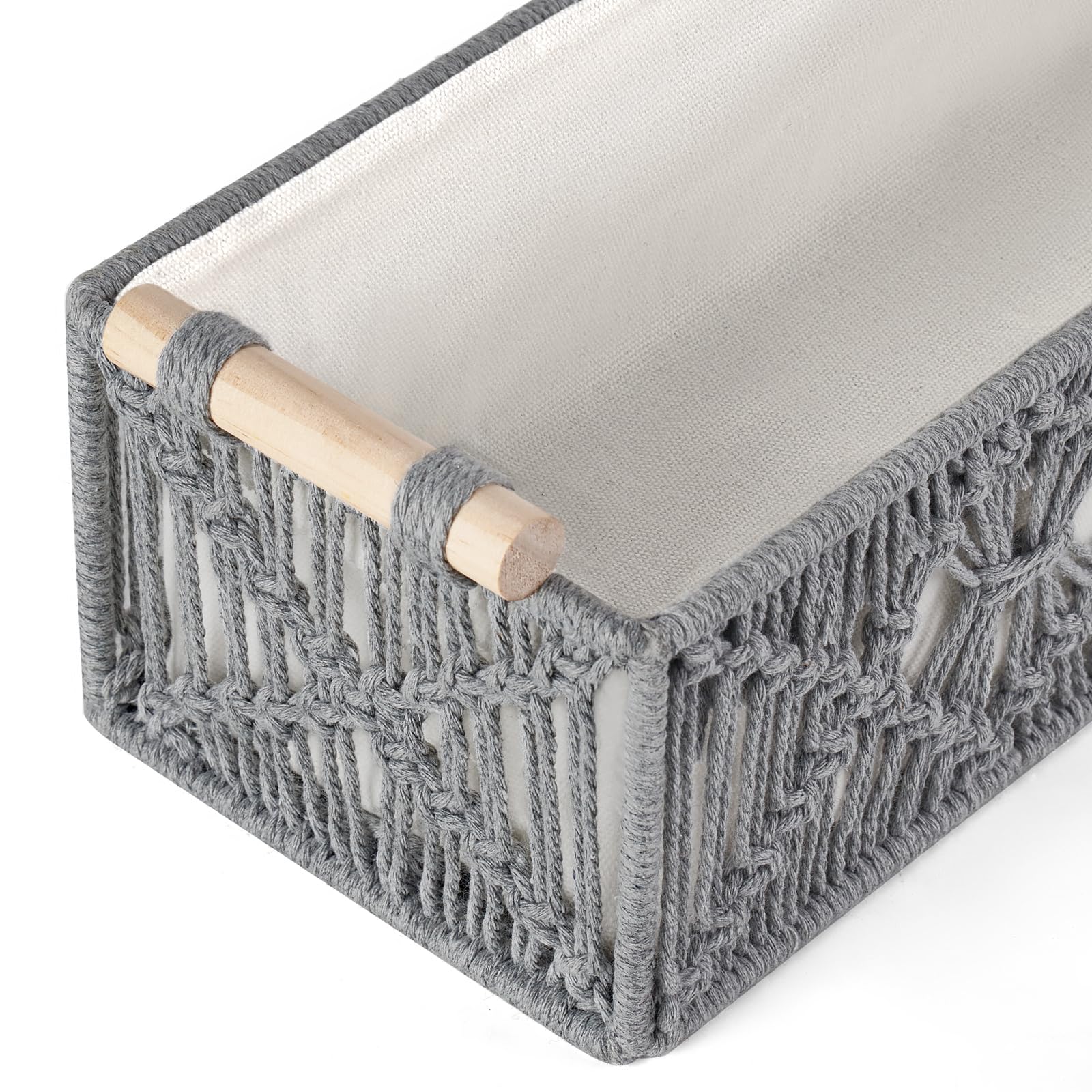 Mkono 2er Set Makramee-Aufbewahrungskörbe, Boho-Dekor für Badezimmer | kleine Organisationskörbe, Toilettenpapierhalter, handgeflochten, Regal, Schlafzimmer, Wohnzimmer, Büro, Wohnheim