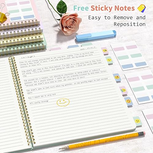 Miniatura 5 de Umriox Paquete de 4 cuadernos rayados en espiral, 160 páginas de 8.5 x 11 pulgadas, cuaderno de espiral a rayas universitarias con pestañas