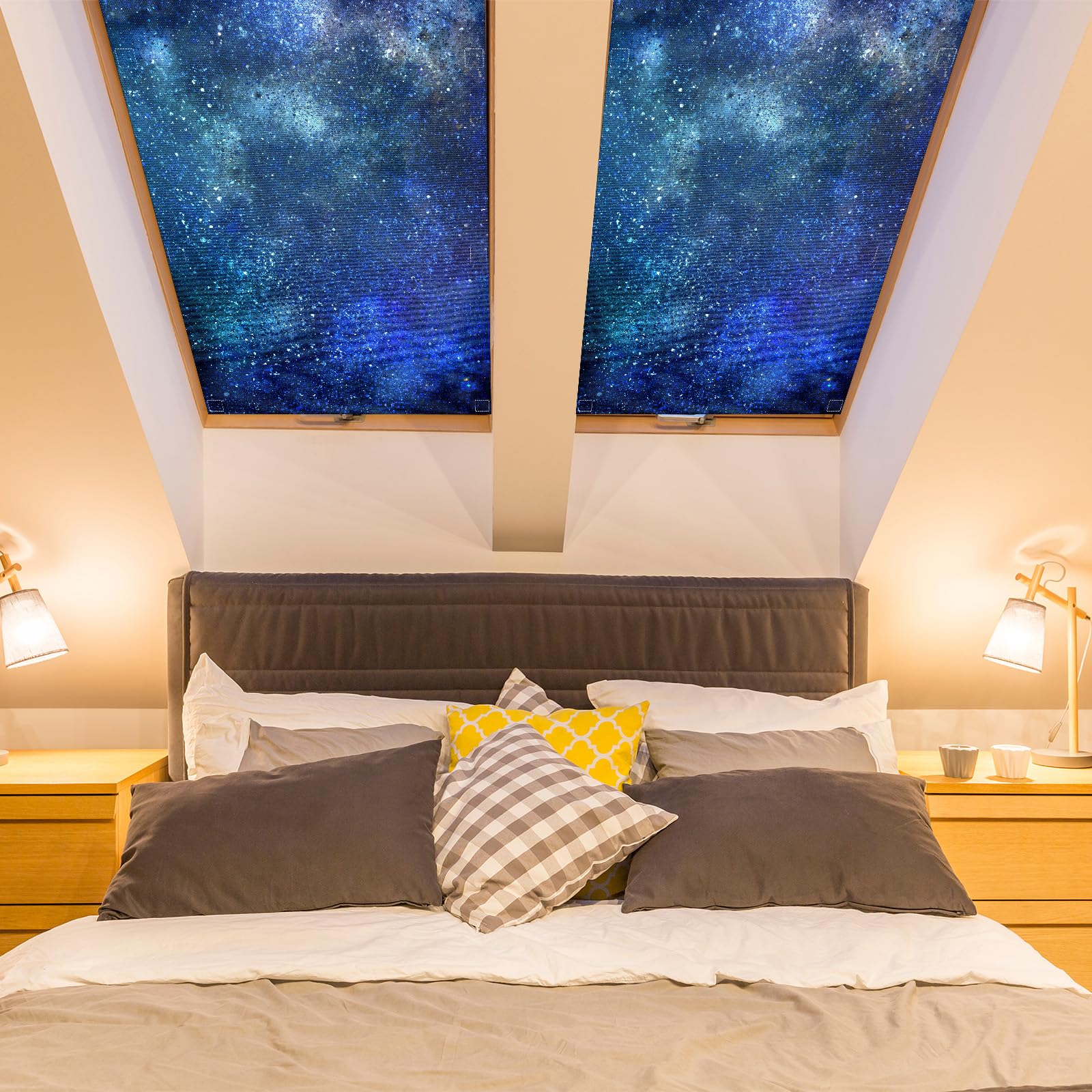 Kittmip 6 Fluoreszierende Lichtabdeckungen Mit 48 Magneten – 120x60 Cm, 100D Polyester, Für Deckenleuchten In Büro, Klassenzimmer & Küche (Sternchen-Design)