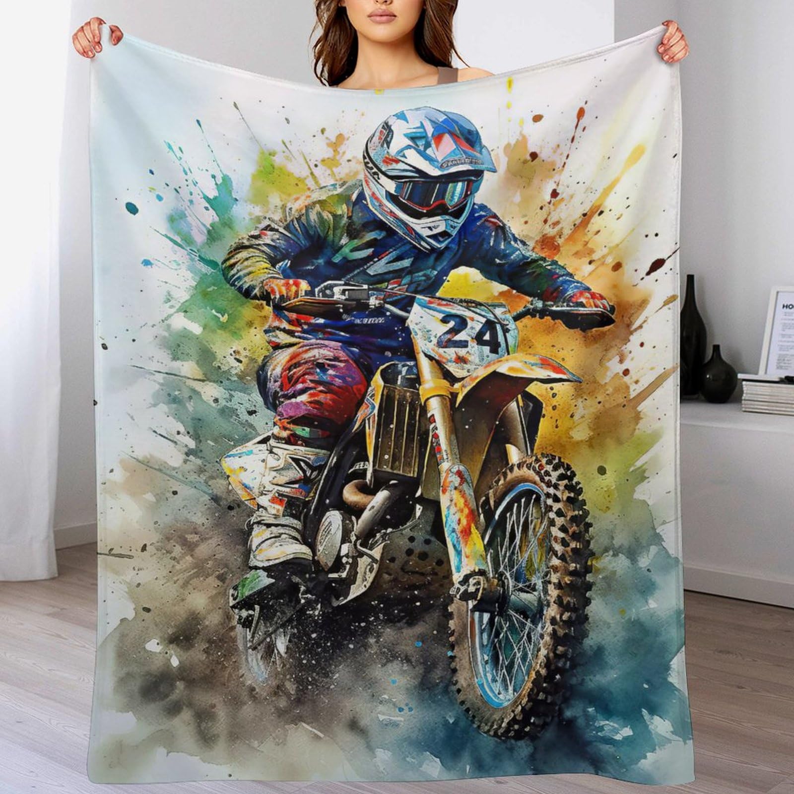 Couverture de motocross polaire plaid moelleux pour des soirées cocooning sur le canapé