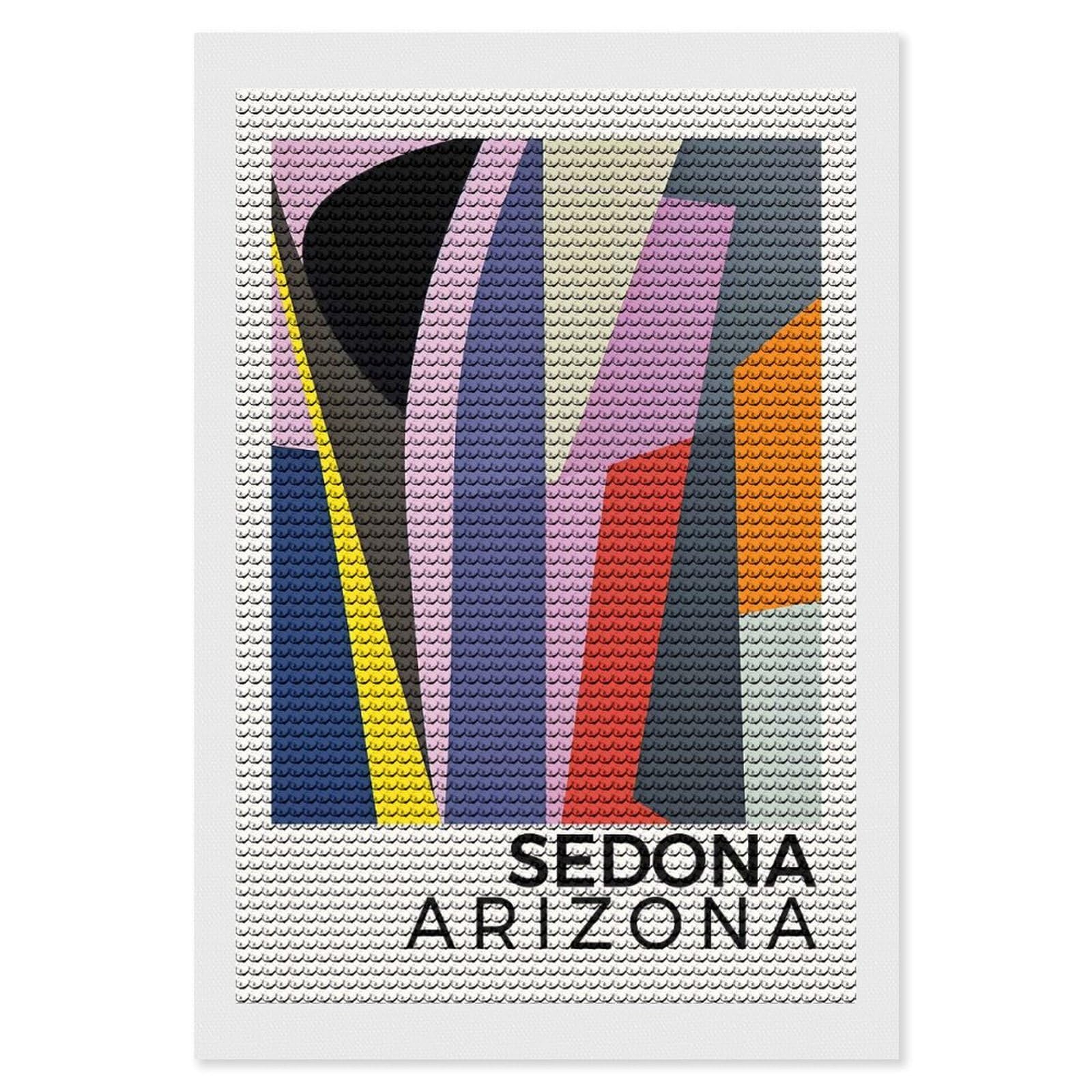 Junmoney Sedona Arizona Crystal Diamond Art Kit 8"x12", Modern Decor, Boho Decor, Wall Art Gift, Decorative Artwork, Creative Hobby