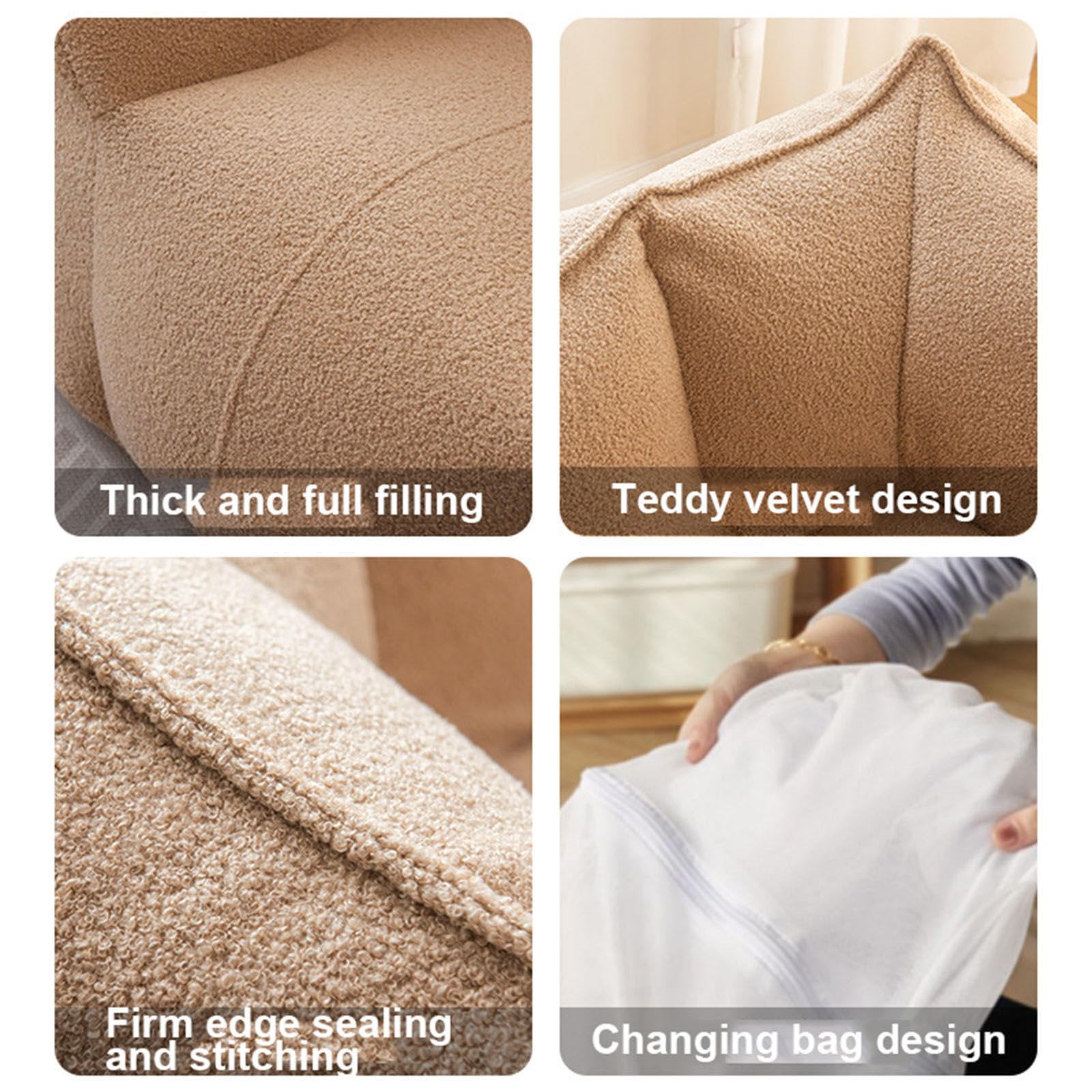 Funda para Respaldo de sofá de Ocio (Solo Funda, sin Relleno), Funda para puf para Adultos, Funda para puf con Almacenamiento de Animales de Peluche Suaves para Muebles de Sala de Estar,D