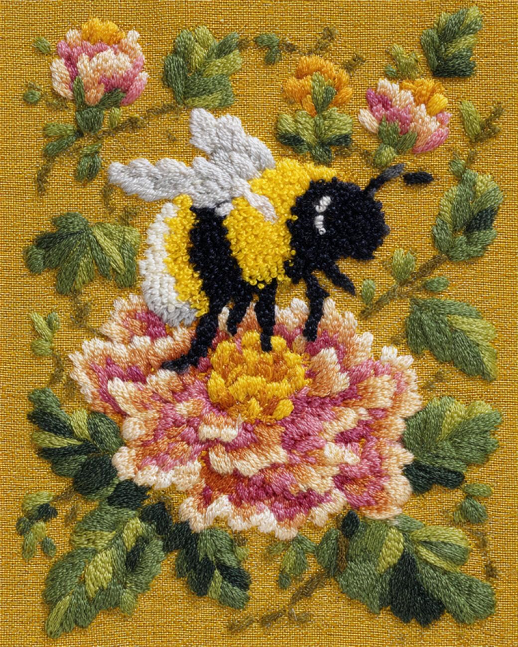 AxiangziK DIY Tapestry Kits for Adults Bees and Peonies DIY Latch Hook Rug Making Kits for Beginners Unfinished Crocheting Tapestry Embroidery Carpet 23x35in