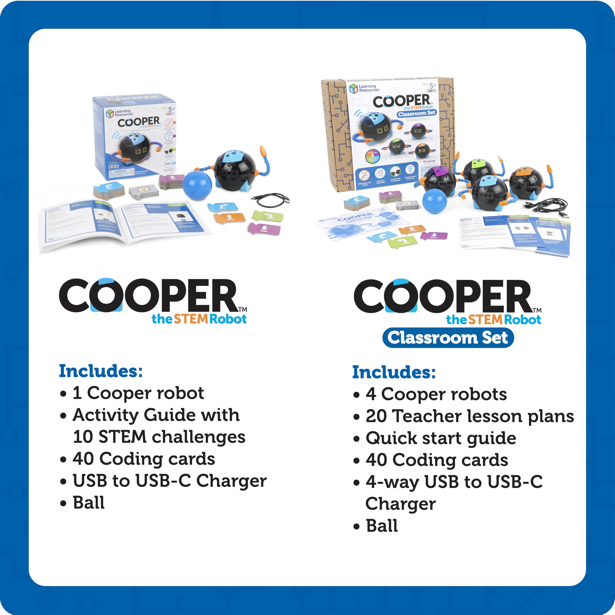 Learning Resources Robot Cooper – Programowalny STEM, Nauka Kodowania w Domu i Klasie 5-10 Lat