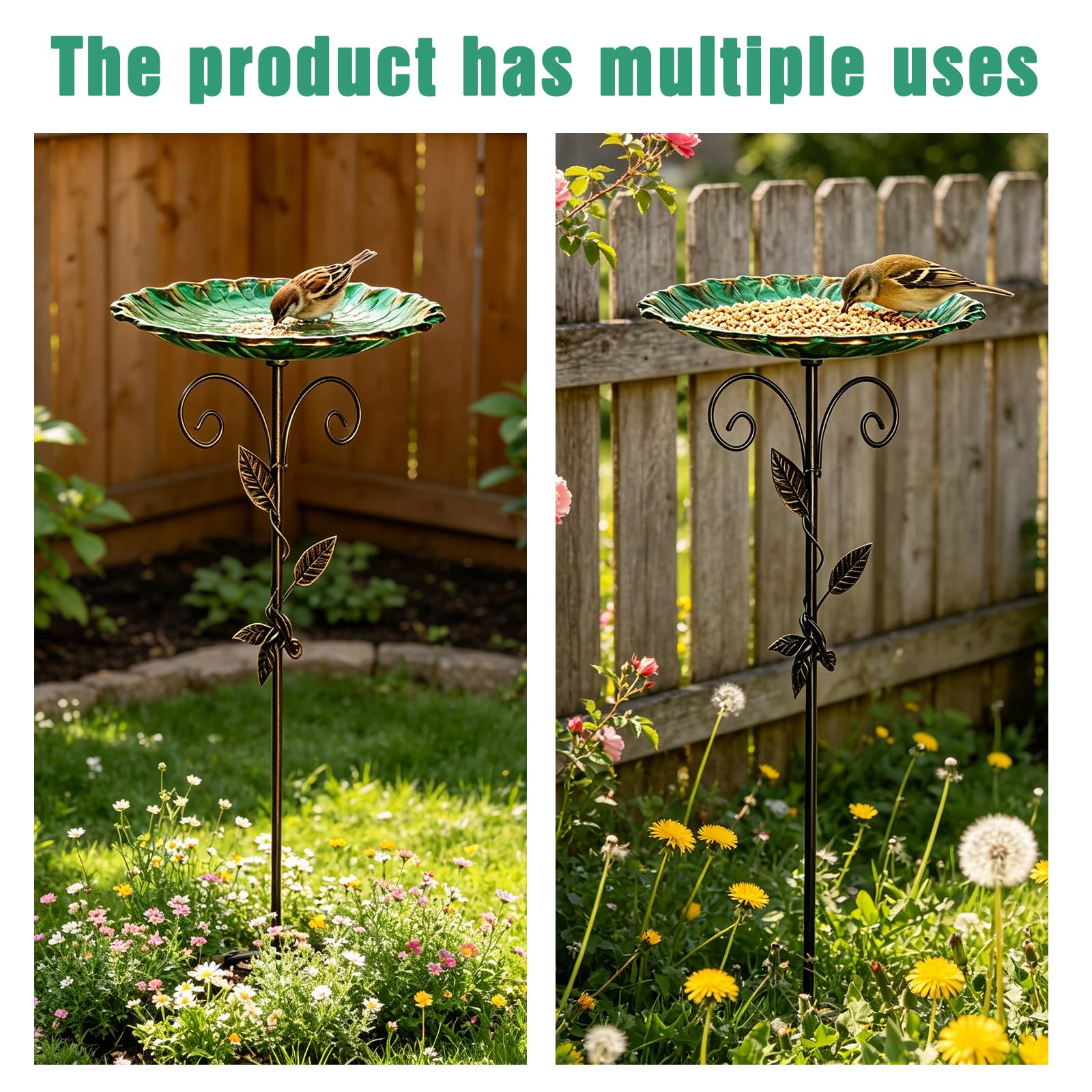 Bain d'oiseaux pour Extérieur Abreuvoir Oiseaux 25,5CM, Bains d'oiseaux pour l'extérieur, Abreuvoir Oiseaux Extérieur avec Base Stable À 4 Branches pour Jardin Ou Pelouse