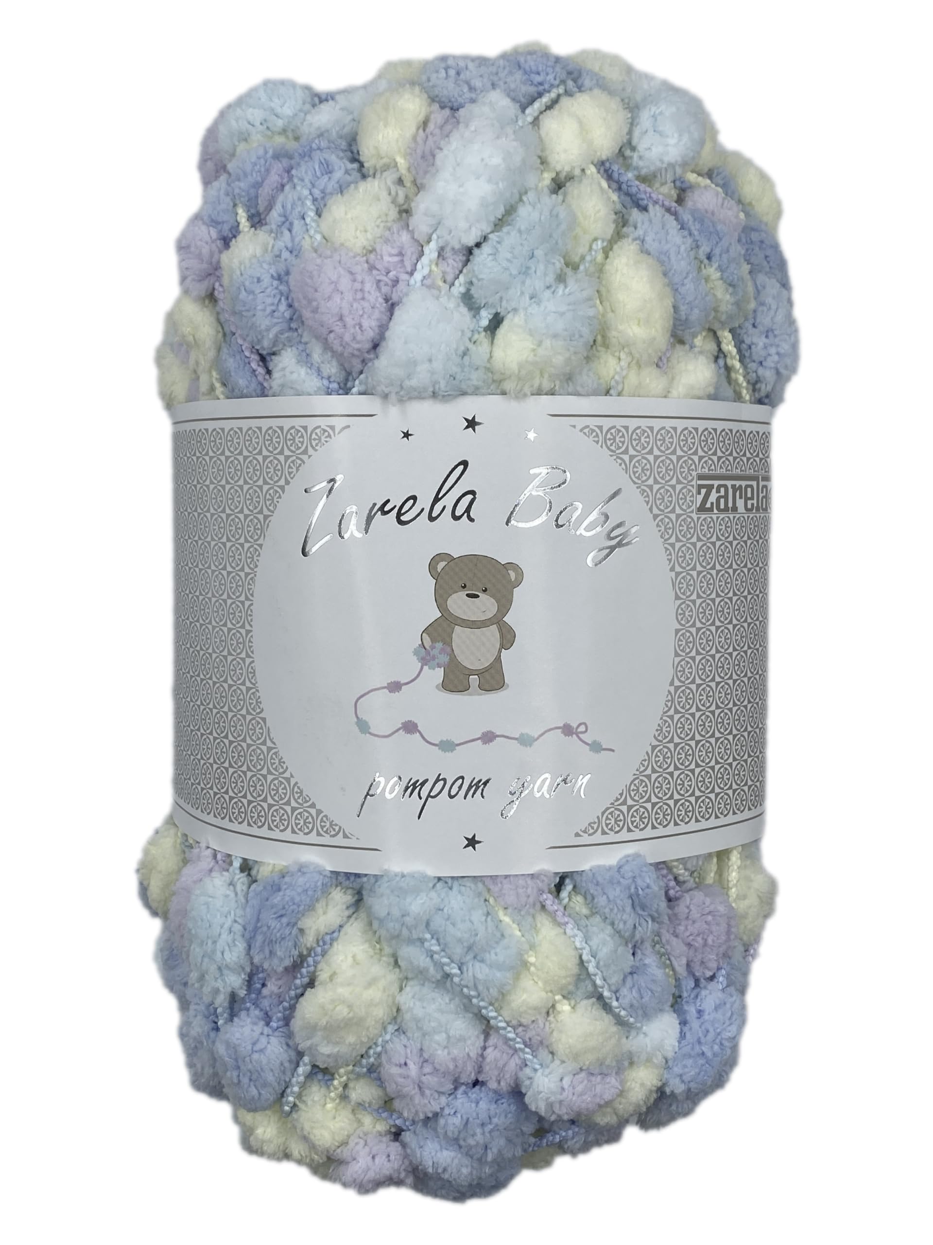 Zarela Baby Pom Pom Yarn Wool (50 Yellow-Lilac-Light Blue-Green)