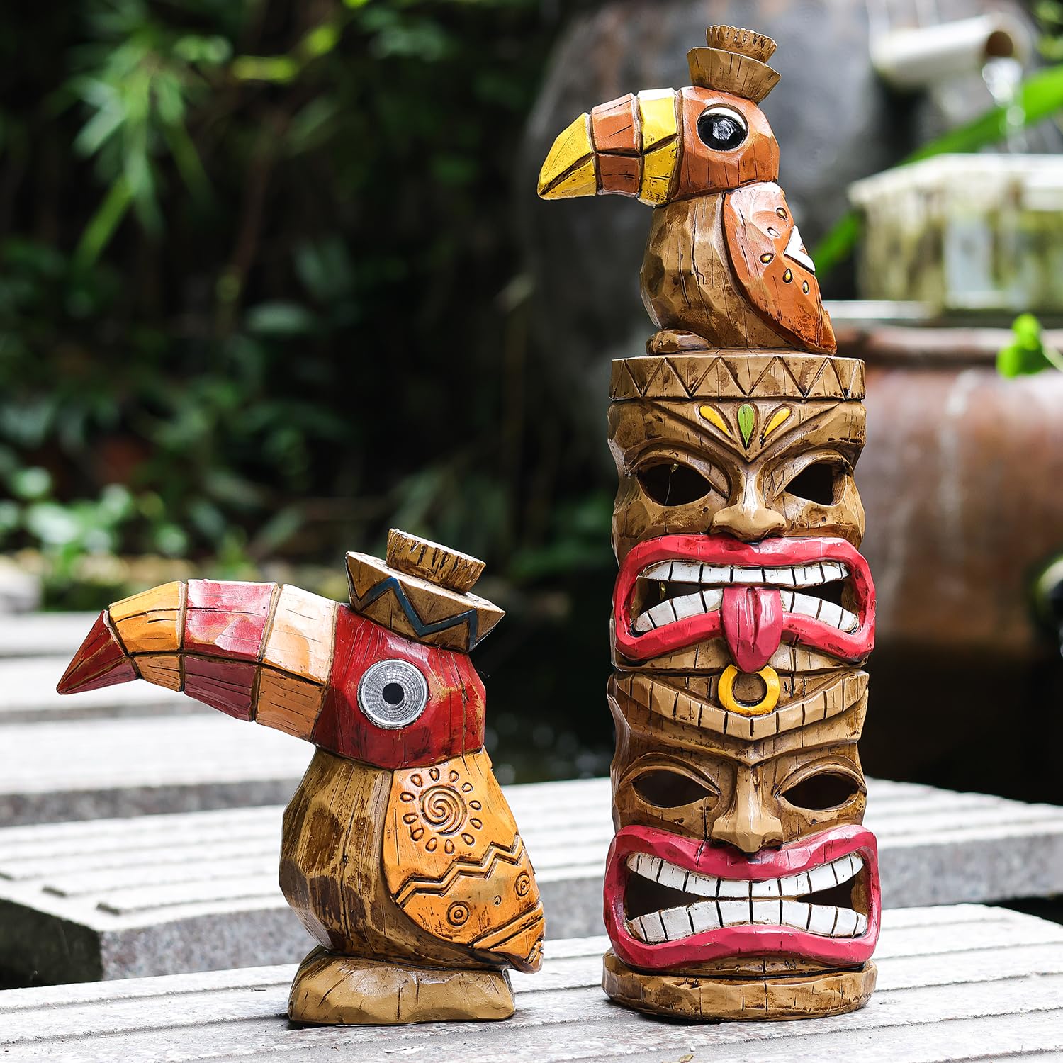 Amazon.com : Yiosax Solar Tiki Statues 2Pcs Combination-Outdoor