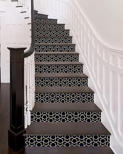 FLFK Stair Riser Decals - Rhombic Black and Gold Texture
