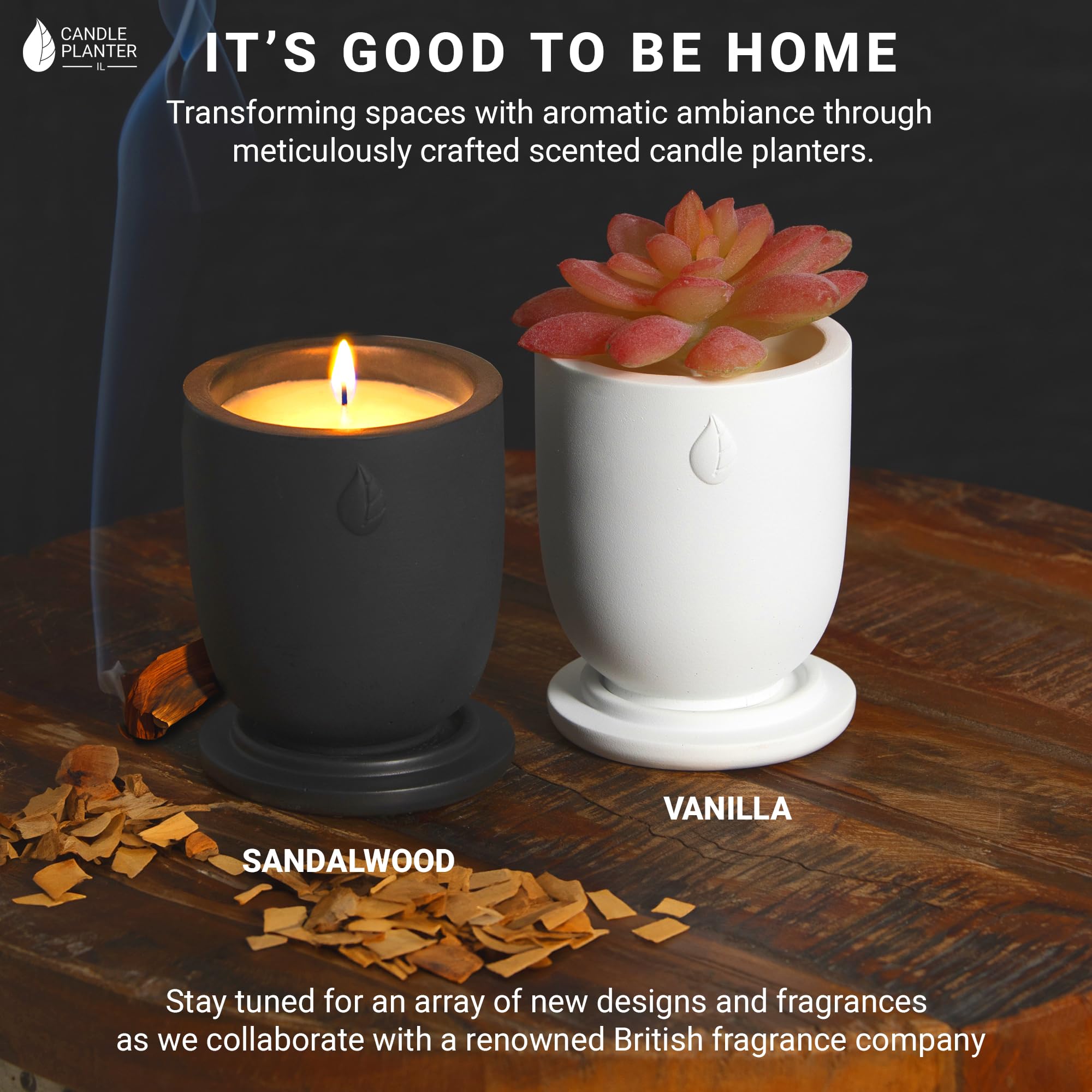 Matani Maceta de velas de cemento de hormigón, velas de aromaterapia para el hogar, velas de soja, vela perfumada y velas en tarro de doble propósito, velas aromáticas fuertes, para padres (sándalo
