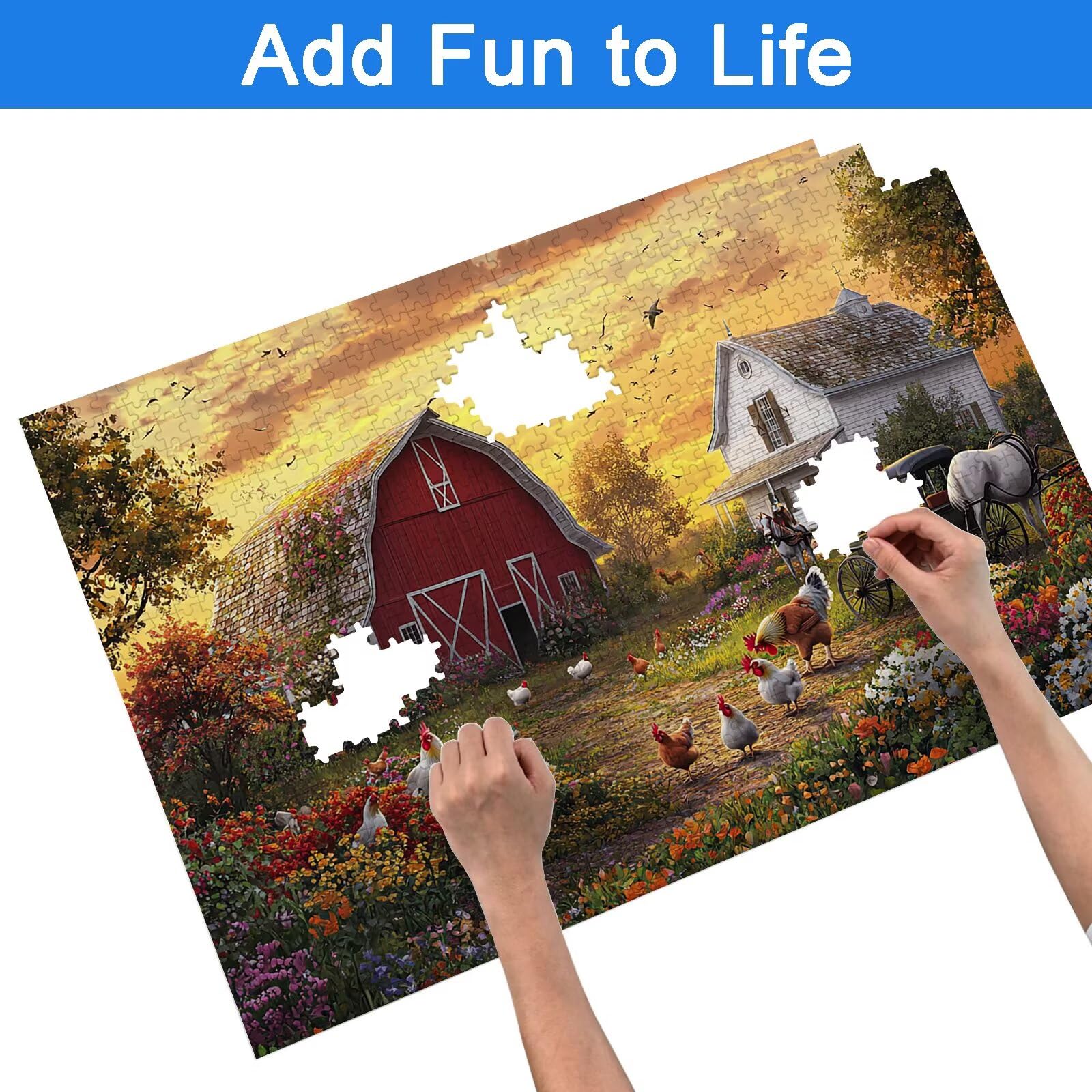 Puzzle 3000 Pièces Ferme, Puzzle 3000 Pièces Adultes et Enfants, Puzzles Bois avec Une Boîte d'emballage Exquise, Jeu Éducatif Puzzles Paysage, Decoration Maison, Cadeau Femme, Cadeau Homme, -7145