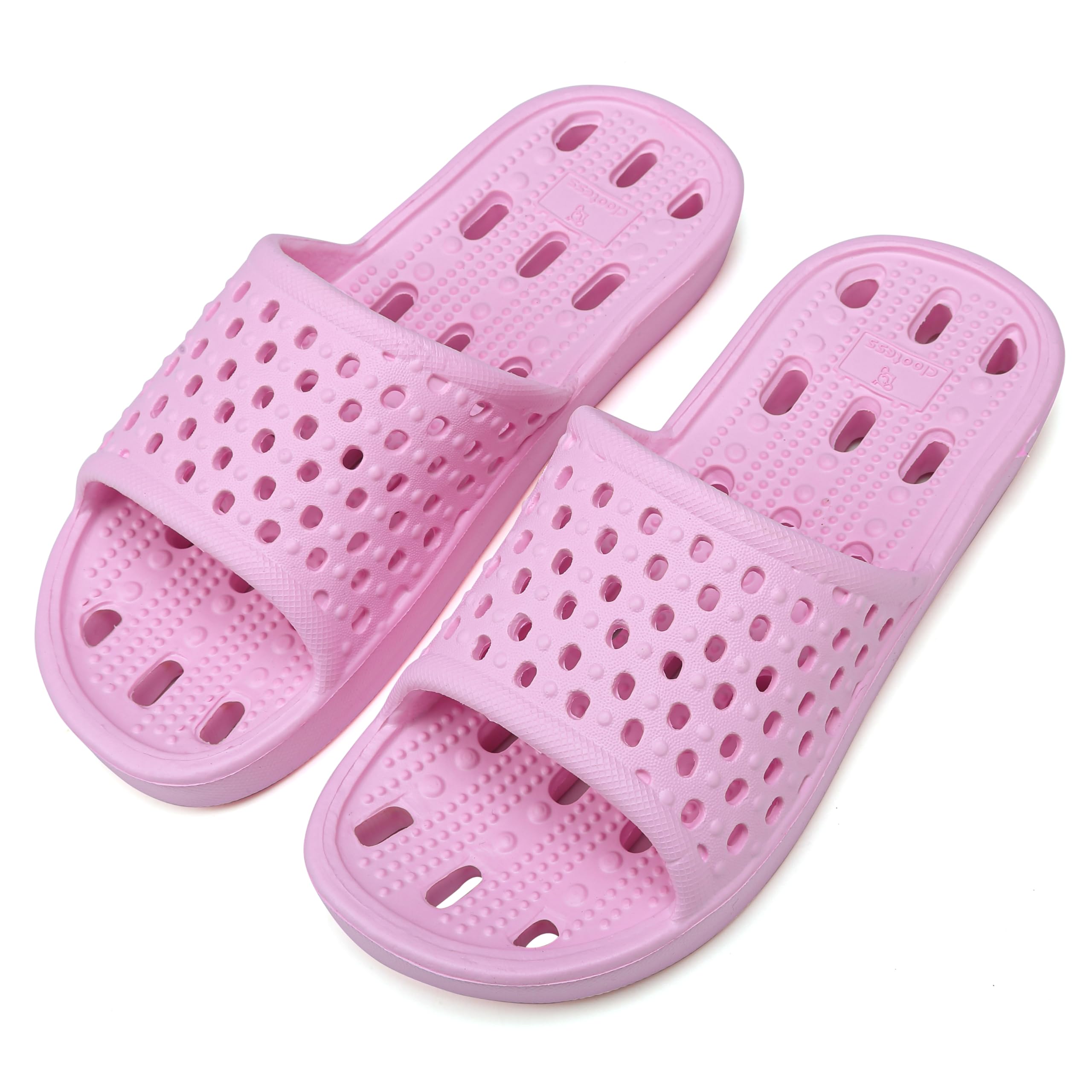 clootess Shower Shoes Slide for Men and Women Holes Bath Slipper Bathroom Sandal Pool Gym College Dorm Non-Slip