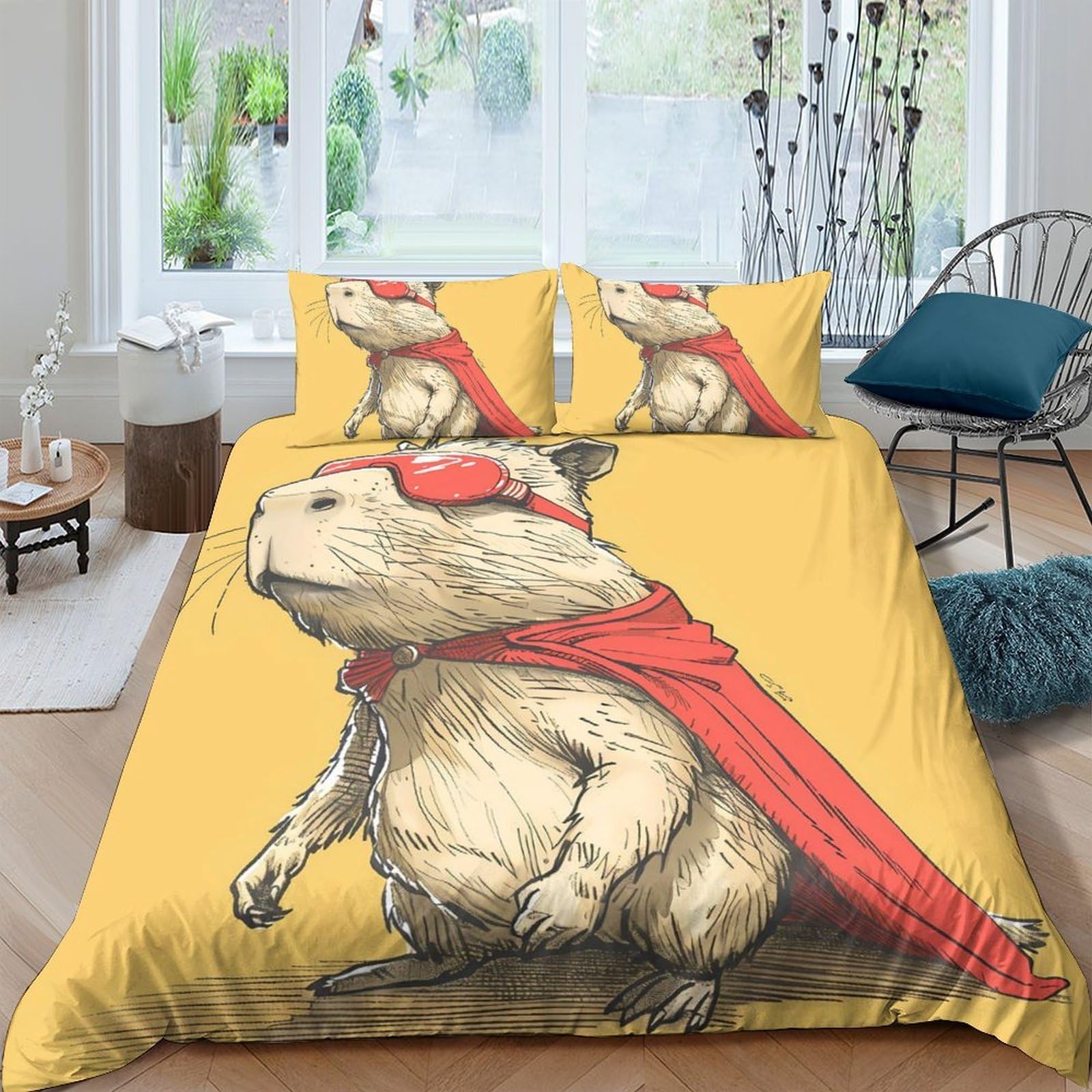 Ctjqhvkz Style-5 3D Printed Superhero Hamster Fitted Sheet Microfiber Anti-Slip Cartoon Bed Cover For Bedroom Dorm Mattress Protection Single（135X200cm）