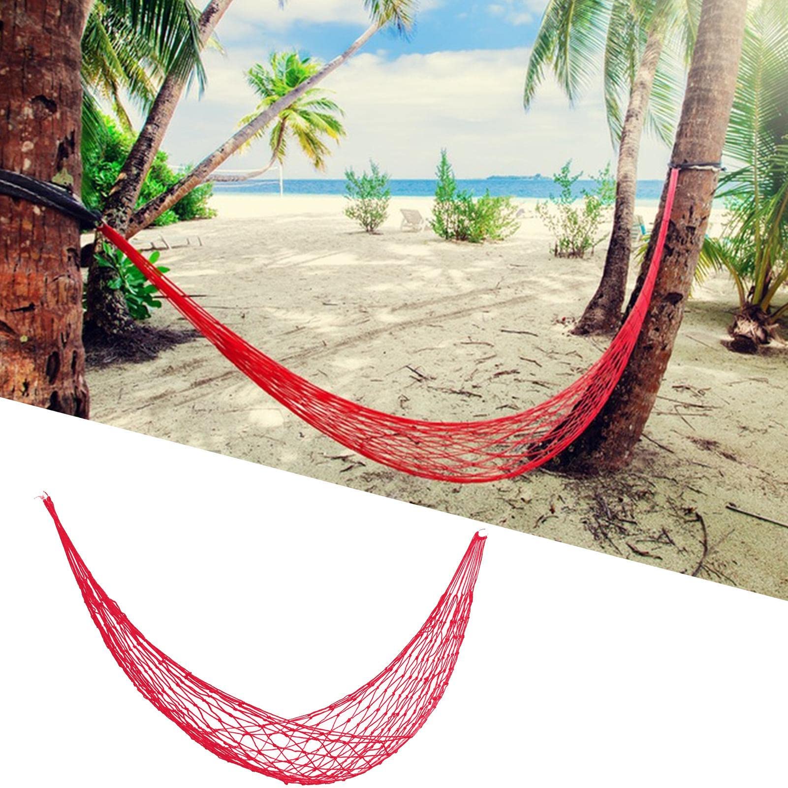 Hamac En Corde Maille Pour Extérieur – Hamac Camping Une Personne En Nylon Résistant, Grande Capacité De Poids, Respirant Et Confortable