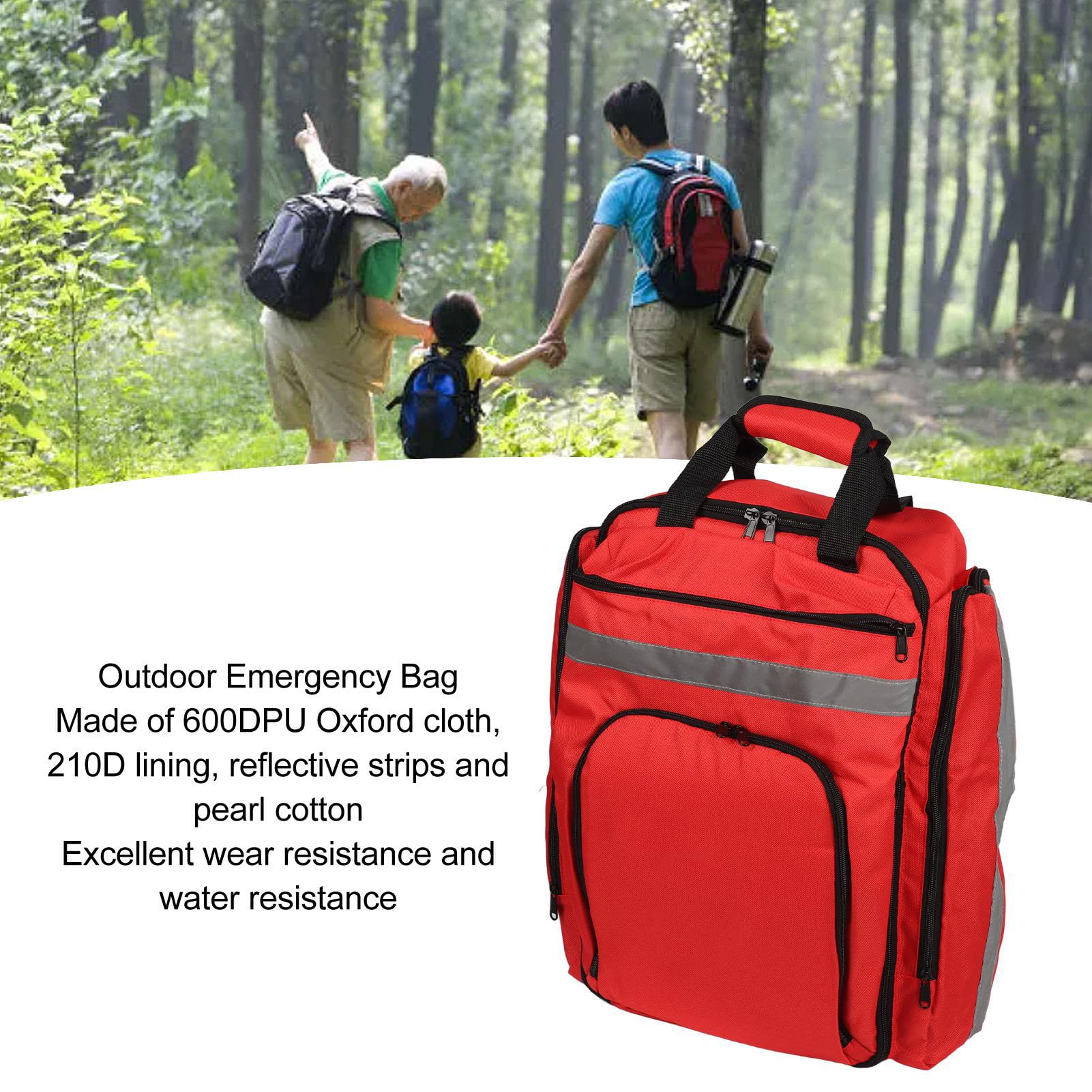 Tyenaza Bolsa De Emergencia para Exteriores, Bolsa De Primeros Auxilios con Rayas Reflectantes De Tela Oxford 600DPU para Acampar, Senderismo Y Coche