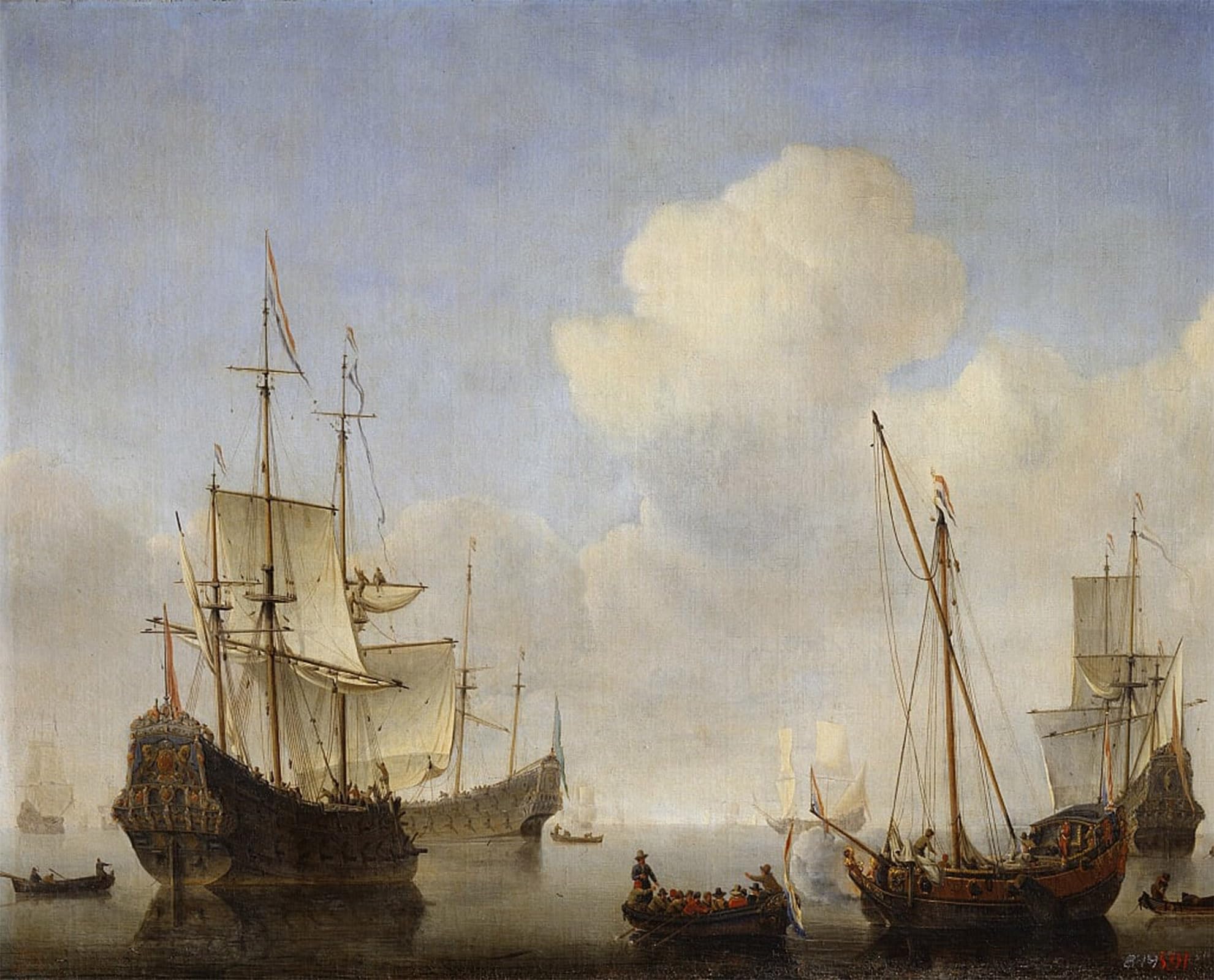 ARTXLXXBN Famous Painting Art Wall Decor Abstract Art Picture the Dutch Squadron At the West African by Willem Van De Velde the Younger Animal Pictures for Home Decor 60x90cm