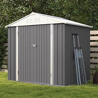 Patiowell 8x6 FT Outdoor Storage Shed, Outdoor Shed for Backyard Garden Patio Lawn, Gray