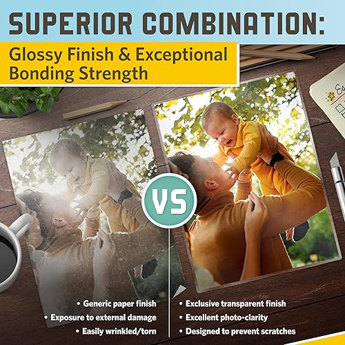 Miniatura 3 de Hojas de laminación autoadhesivas mate, 9 x 11.5 pulgadas, 4 mil de grosor, acabado mate, adecuadas para hojas de laminación autosellantes de tamaño