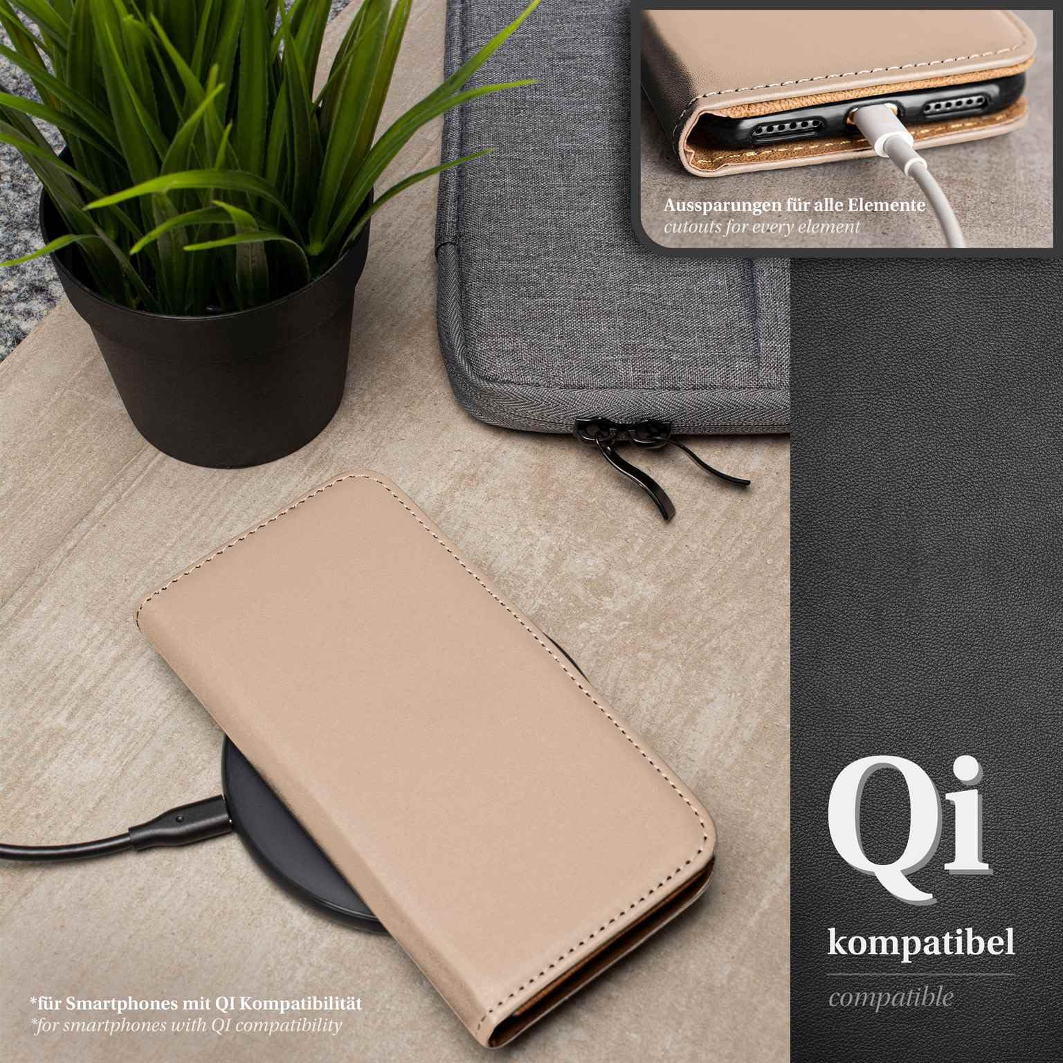 moex Set 4 in 1 per iPhone 17 Pro con 3 pellicole protettive, scomparto per carte di credito, custodia a libro e pellicola FlexProtect, protezione completa a 360°, tortora