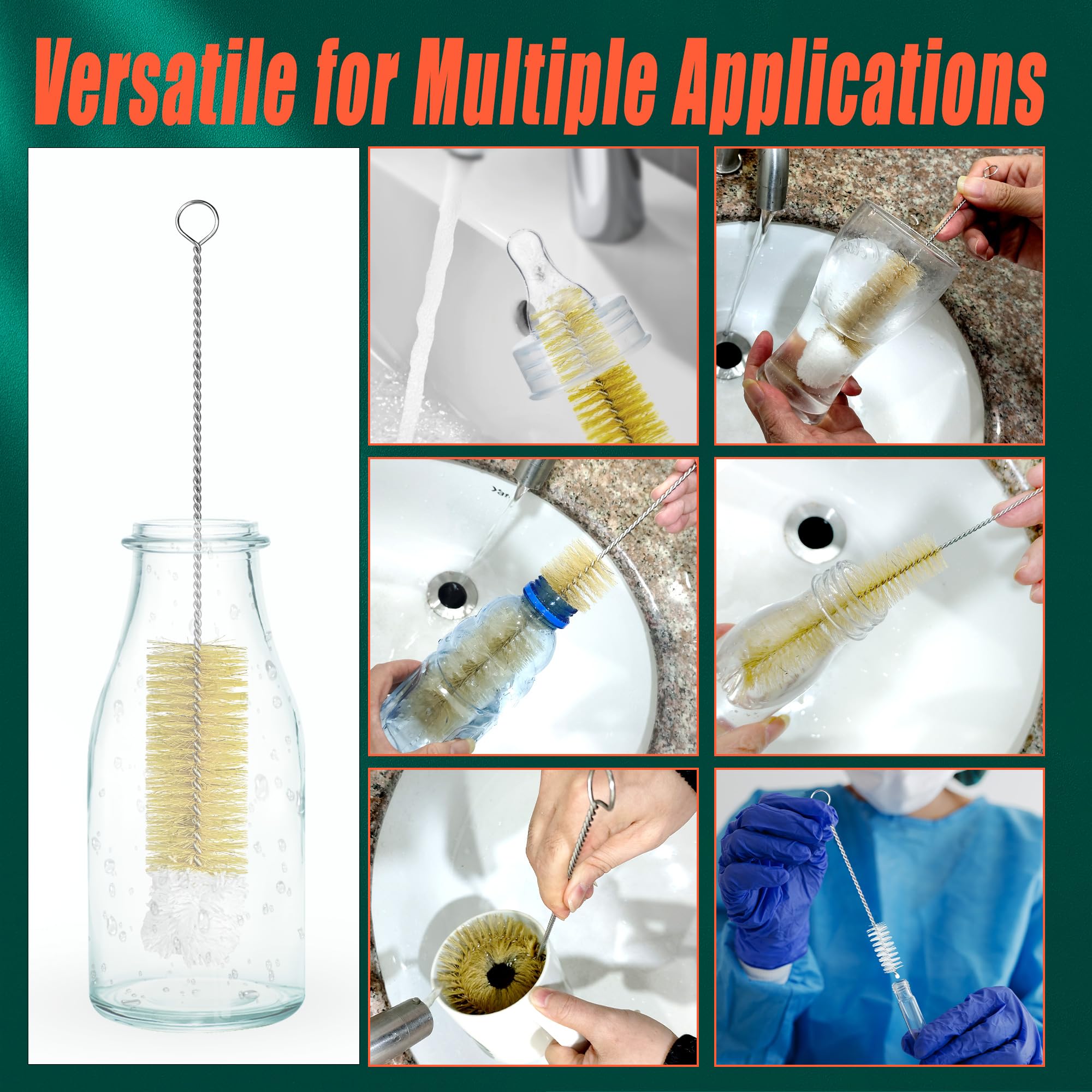 Bottle Cleaning Brushes - 9 Pack for Sparkling Bottles -7 Bottle Cleaning Brushes - 9 Pack for Sparkling Bottles -7