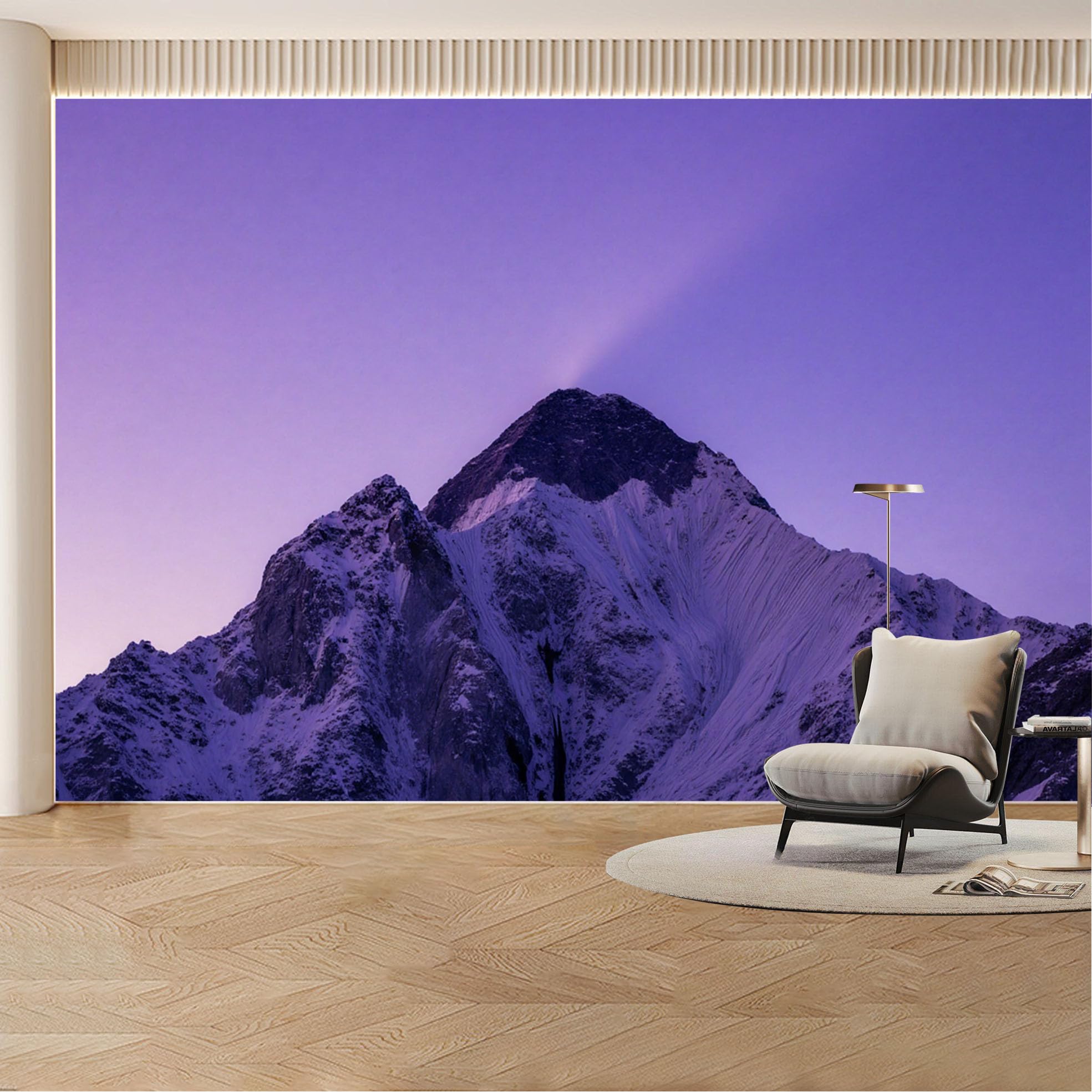 Custom Wall Mural Wallpaper Mountain Snow Landscape Nature 3D Effect Wall Decor Sunset Misty Removable SelfAdhesive Large Photo for Living Room， Bedroom， Office