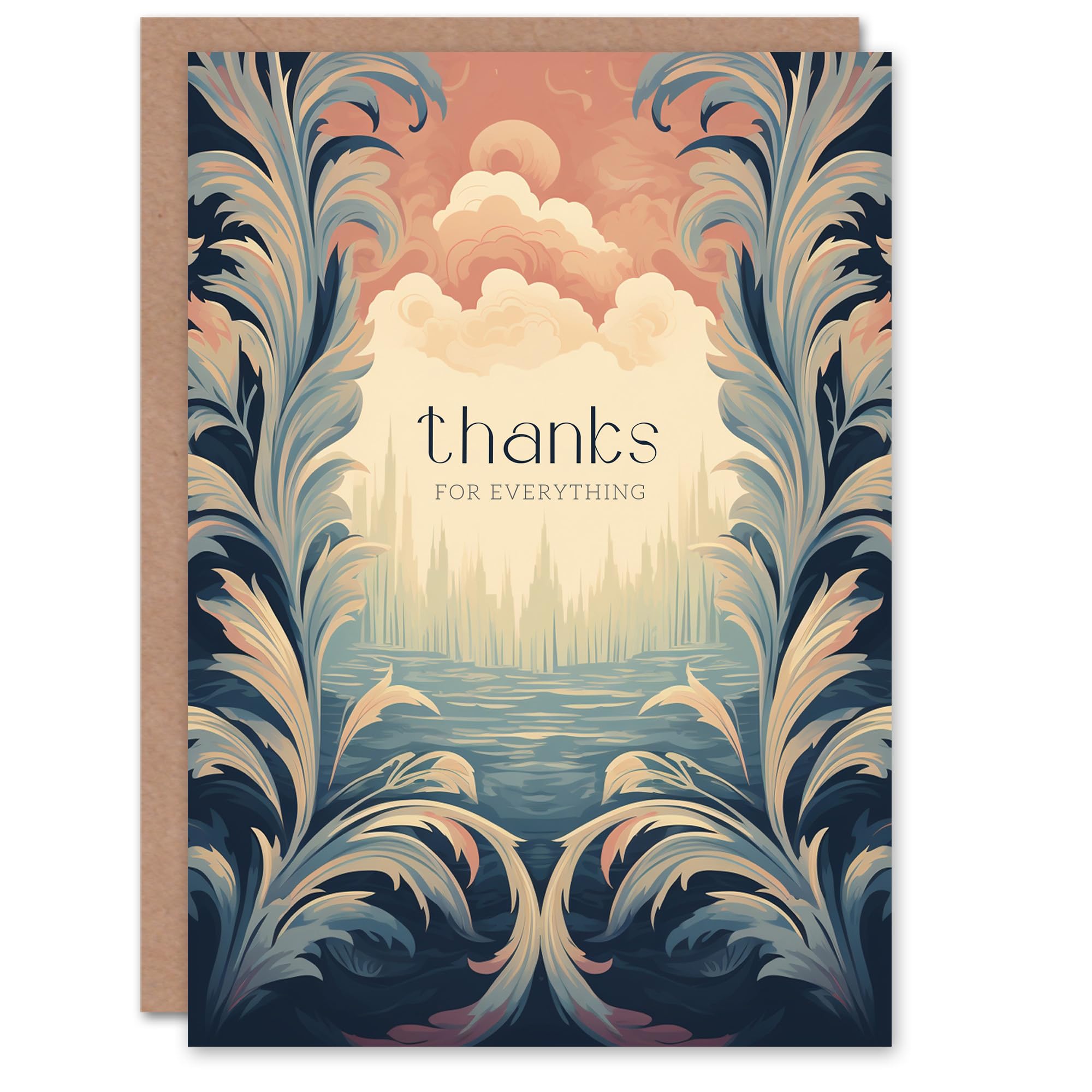 Artery8 Thank You Greeting Card Thanks For Everything Filigree Design For Him Her