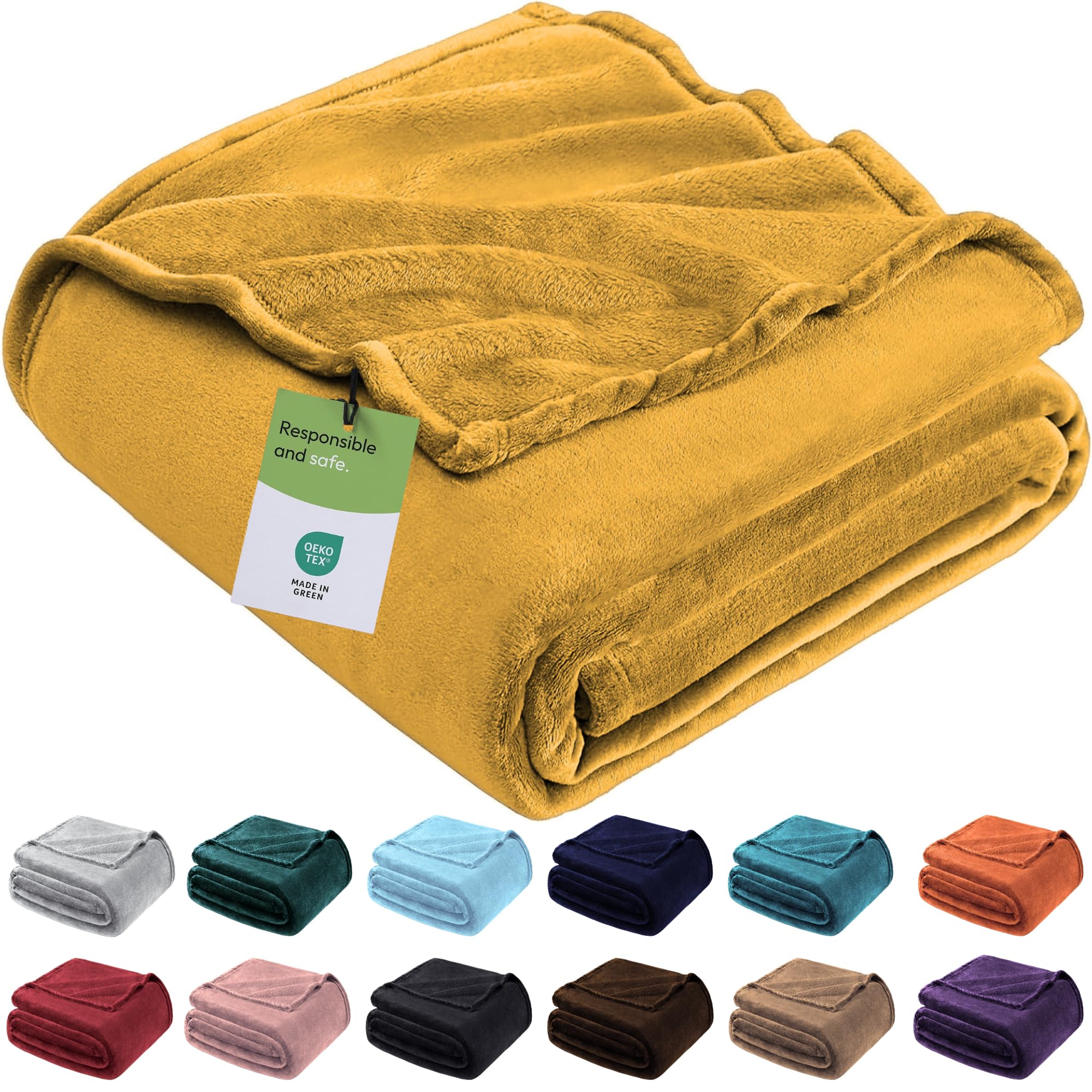 BedLooms Fleece Blanket Yellow Queen Fluffy Blankets and Throws for Bedroom