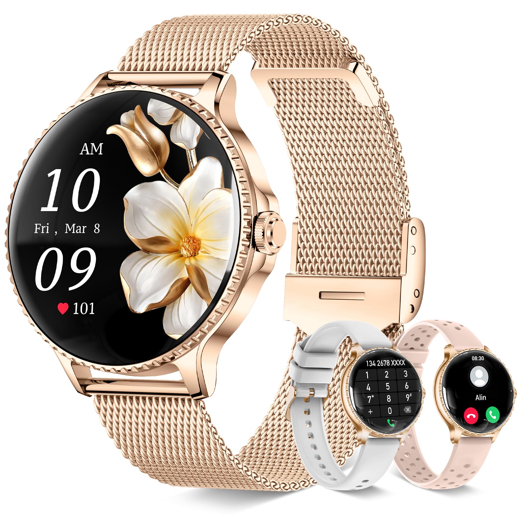 Photo 1 of SOGRACE Smart Watches for Women (Answer/Make Calls),1.19" AMOLED Slim Smartwatch with Heart Rate/Sleep Monitor,120+ Sport Modes Fitness Tracker with Bluetooth for iOS/Android Rose Gold