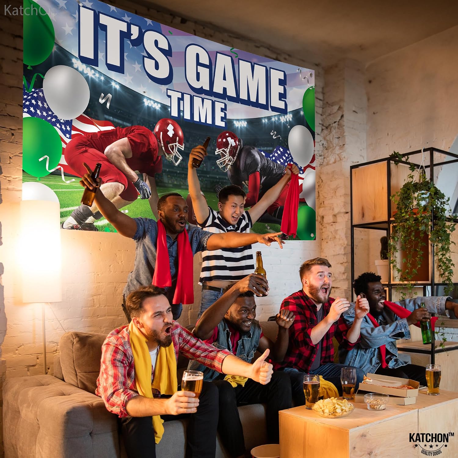 KatchOn Large Football Backdrop - 72x44 Inch | Banner for Football Party Decorations, Birthday Party Favors