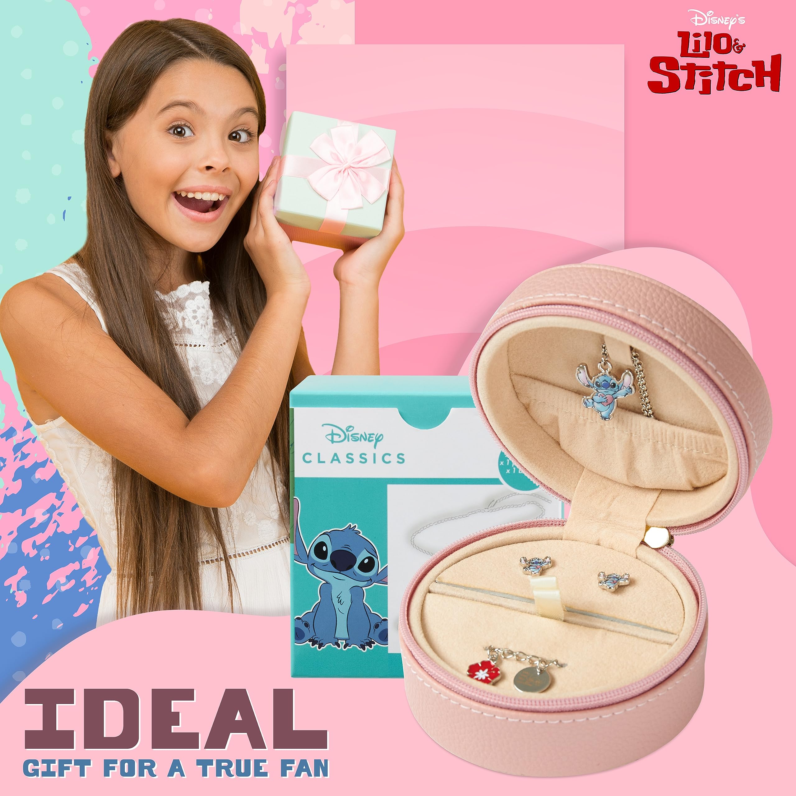 Disney Parure di Gioielli per Bambine e Ragazze Stitch Bracciale Orecchini Collana Amicizia Stitch