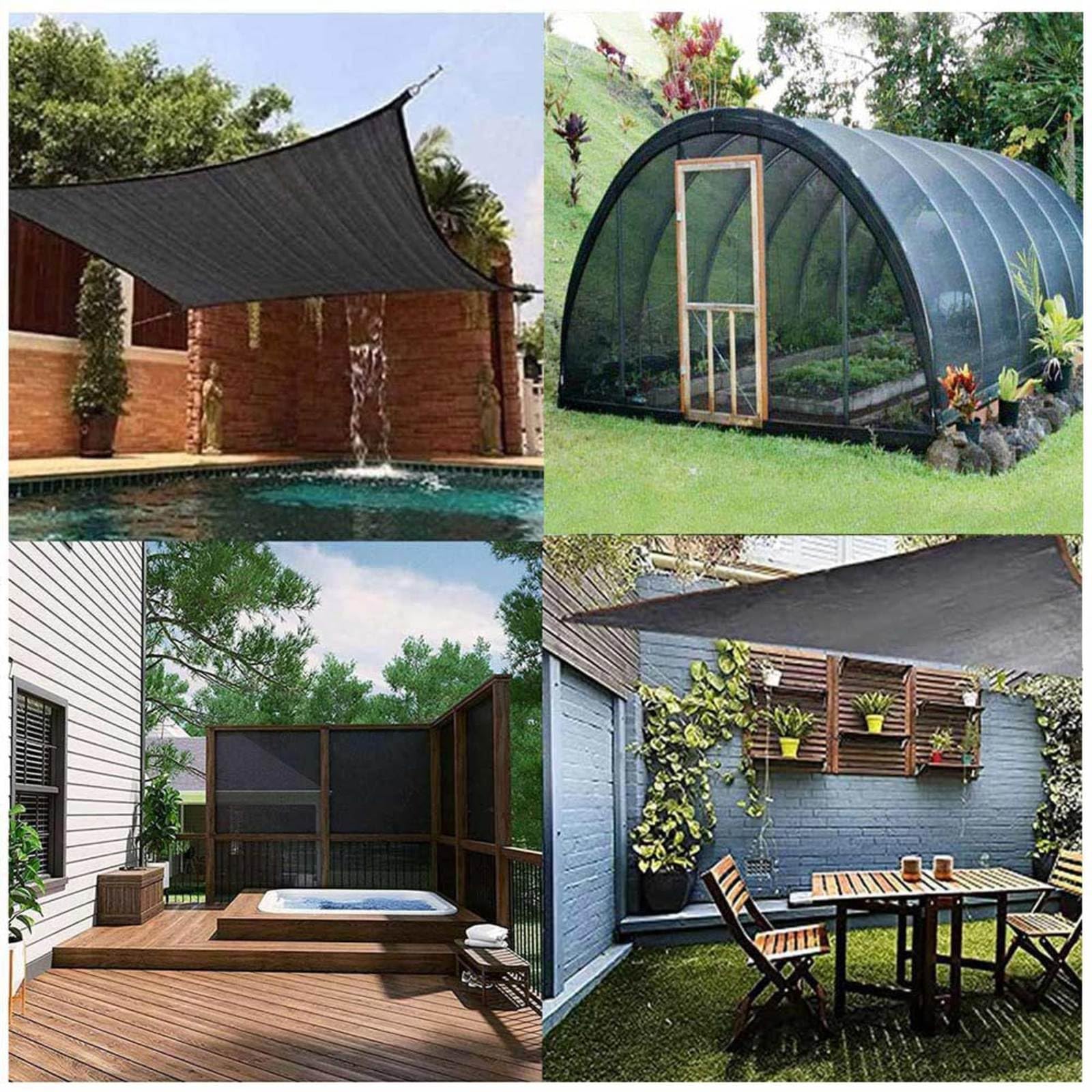 Rete Ombreggiante Teli Ombreggianti Esterno Telo Recinzione Giardino Tessuto Ombra Anti-UV 90% Telo Ombra Occhiellato per Balconi Terrazza Pergola Giardino,black-5x5m