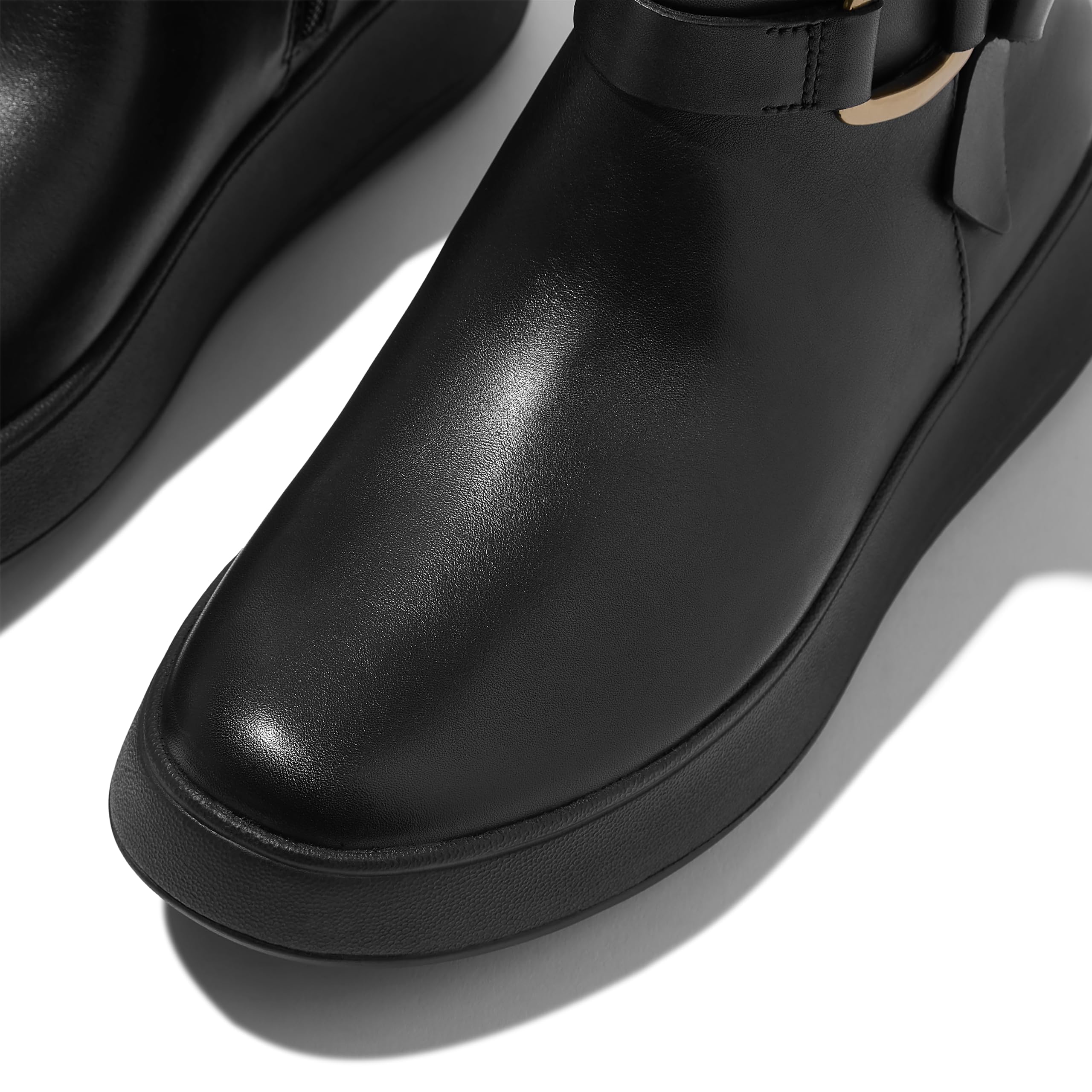 Fitflop F-mode Square-ring Leather Flatform Ankle Boots StivalettoDonna