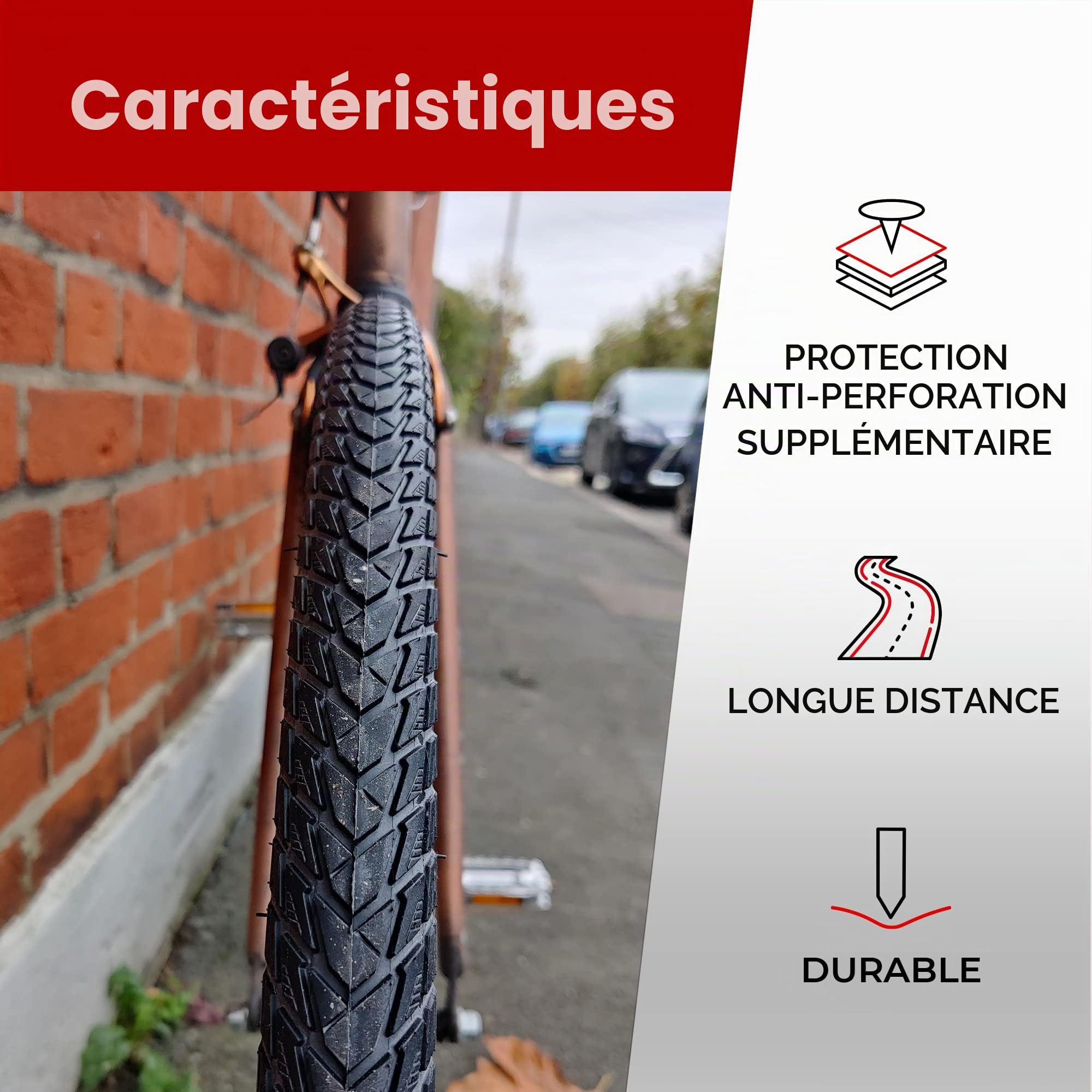 Fincci Gravel Pneu de vélo 700 x 35c avec 2 chambres à air – Paire de pneus pliables 700c 37–622 avec protection anti-crevaison en nylon 1 mm – pour vélos électriques, routiers, pliables, hybrides, 60