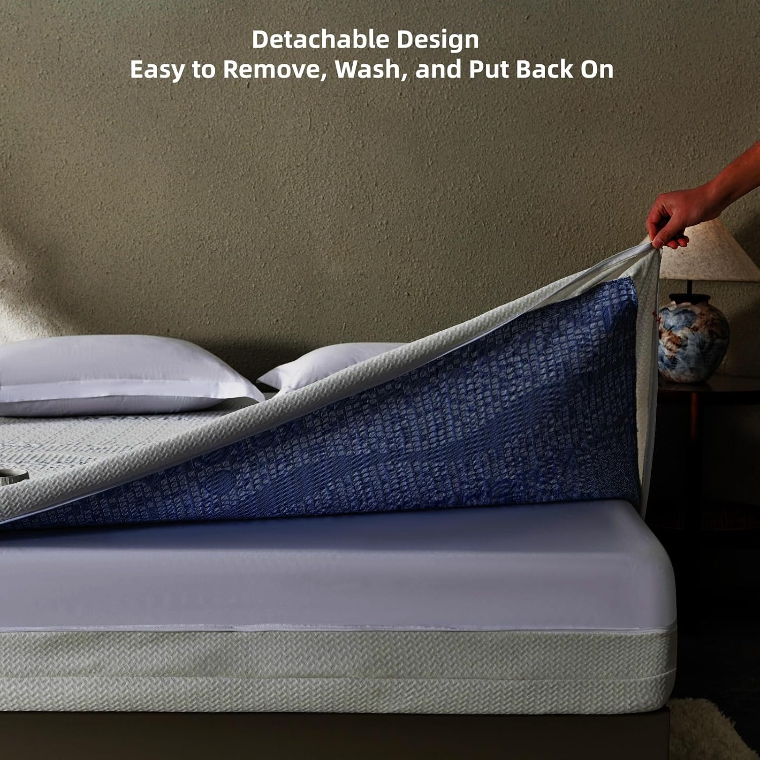 Mattress Encasement Zippered Removable Waterproof Mattress Protector, 6‑Sided Box Style Breathable Washable (Depth 6''-7'', Queen 60''x80'')
