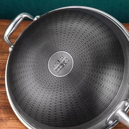 Miniatura 4 de Wok Honeycomb - Sartén de 12 pulgadas con tapa, antiadherente con asas de silicona, sartén híbrida de acero inoxidable, apta para lavavajillas.