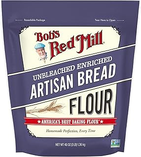 Bob's Red Mill Artisan Bread Flour, 3 Pound (Pack of 1) - Unbleached, Unbromated, Non-GMO, Vegan