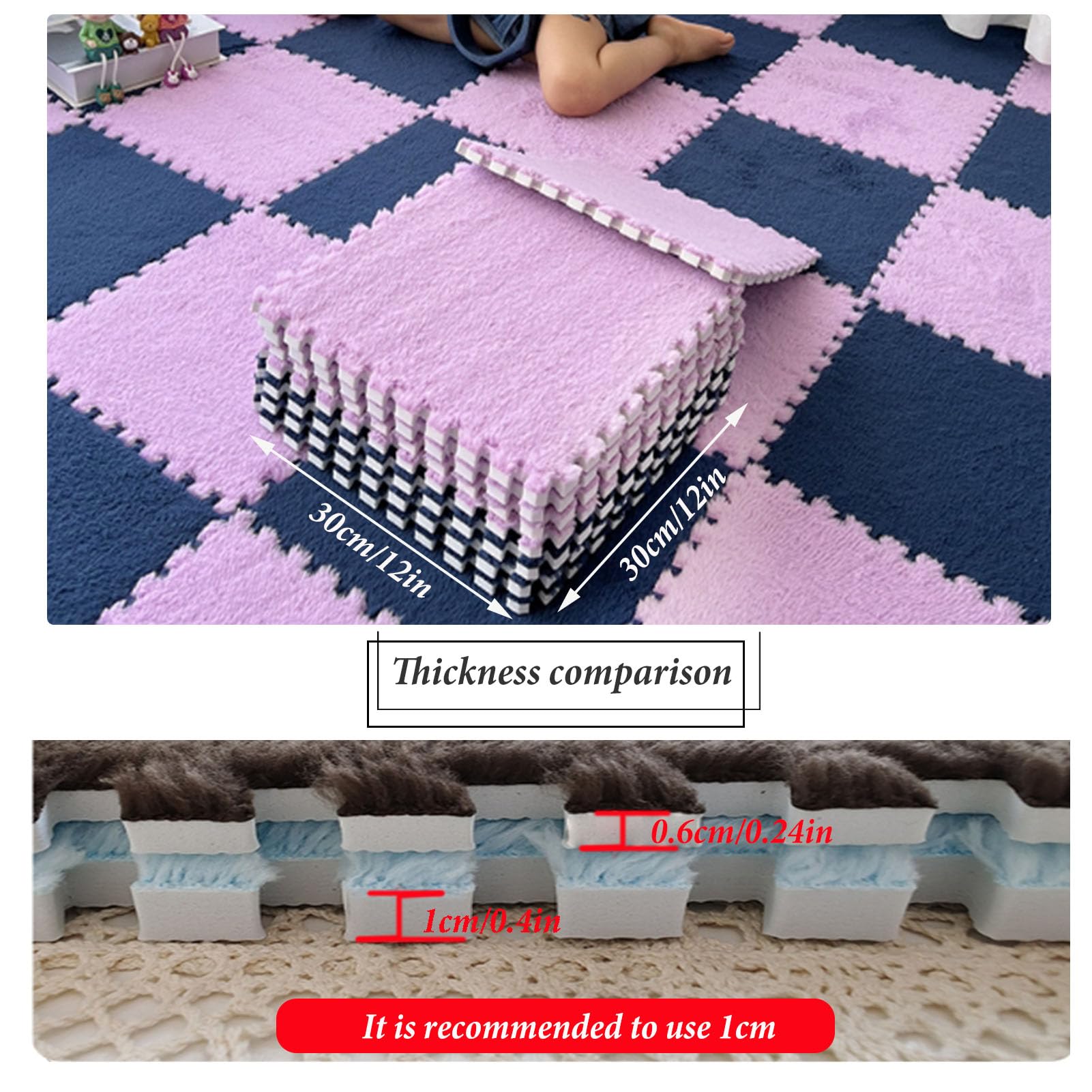 Maty podłogowe z pianki pluszowej 16 szt. Mata podłogowa z układanki piankowej, dywaniki dekoracyjne do pokoju, dywaniki blokujące puzzle, maty podłogowe z pluszowej pianki mata wspinaczkowa(W