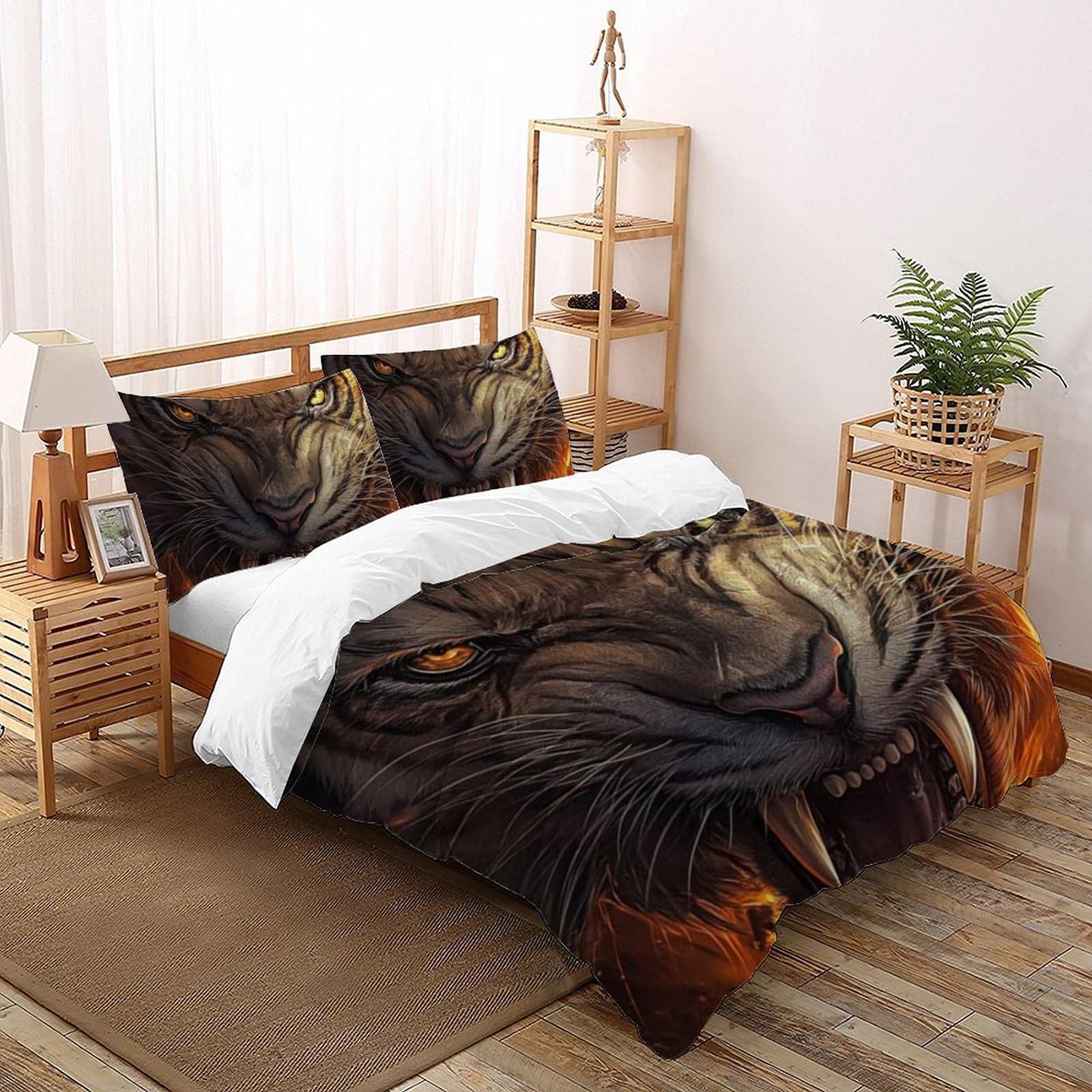 Housse de couette Super King tigre 3D en microfibre 260x220 cm