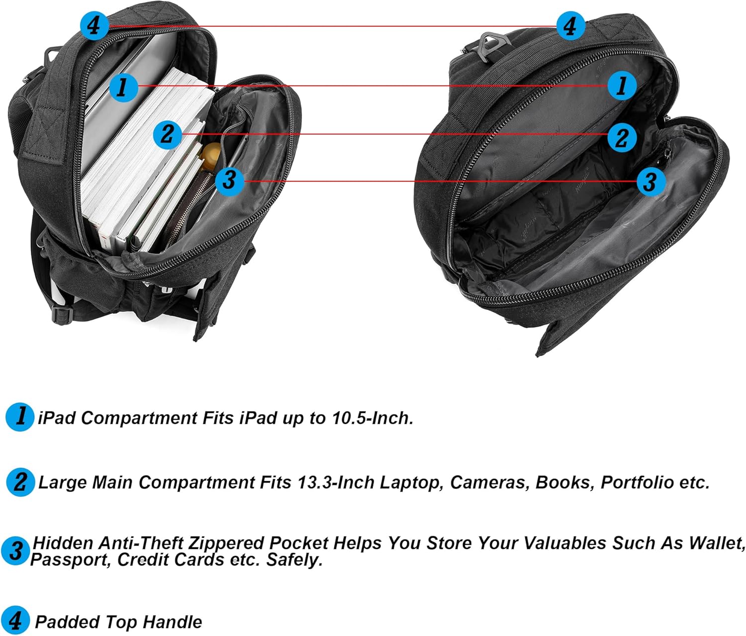 NICGID Sling Bag Backpack, 13.3'' 14.1'' Laptop Bag Crossbody Shoulder Chest Backpacks Travel Outdoors for Men Women - Image 4