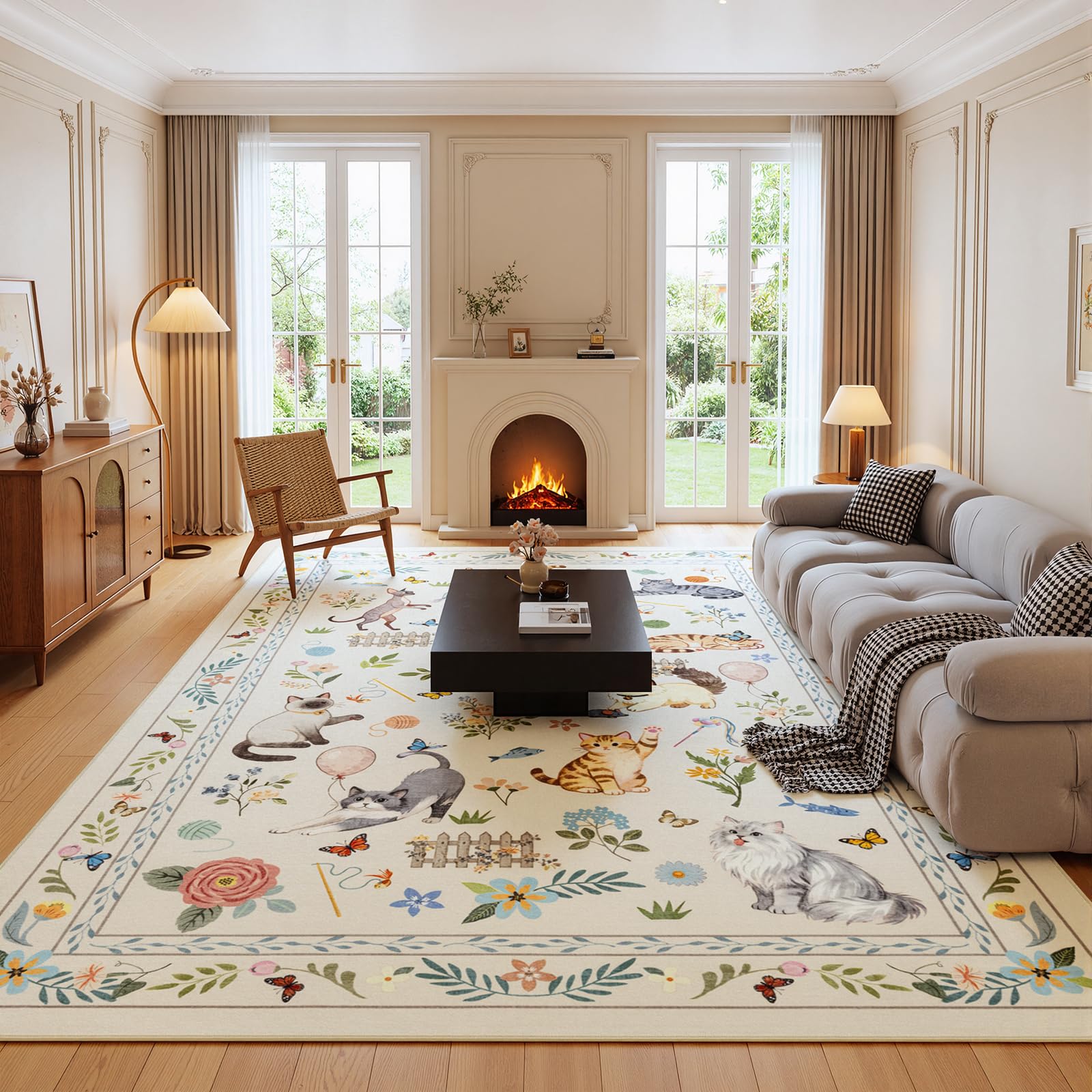 Unirea 8x10 Beige Cat Area Rug